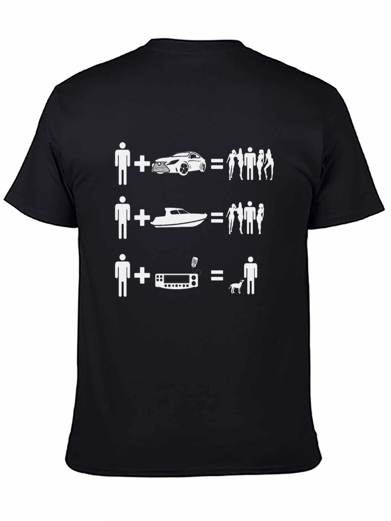 Funny Mans T-Shirt: Car Boat and Radio Equations