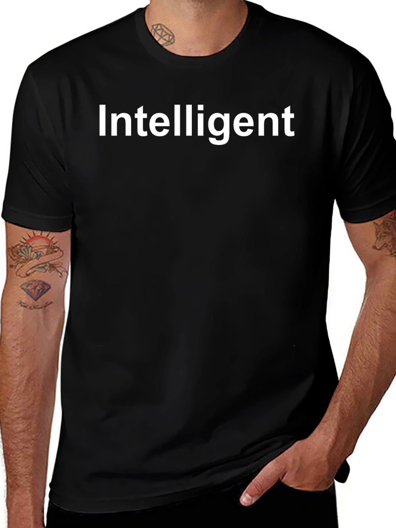 Intelligent Graphic Tee - Stylish Black T-Shirt