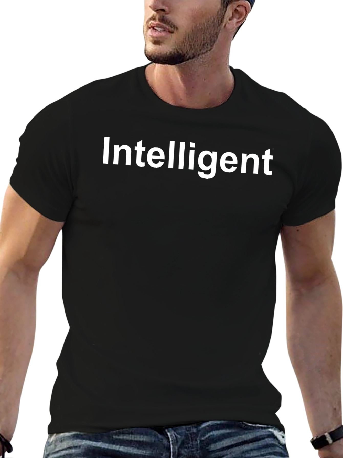 Intelligent Graphic Tee - Stylish Black T-Shirt