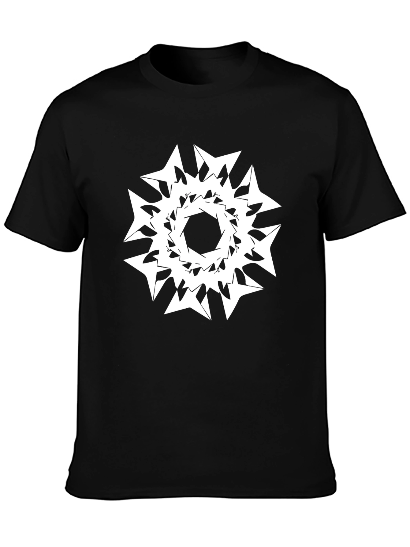 Abstract Geometric Print Black Tee