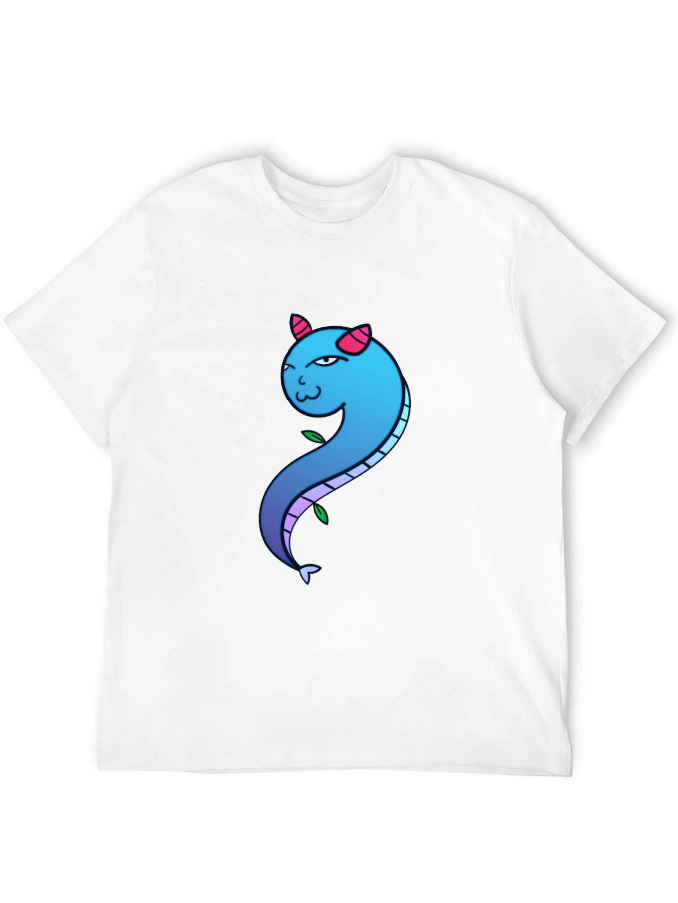 Blue Gradient Dragon Graphic Tee - Mens Black T-Shirt