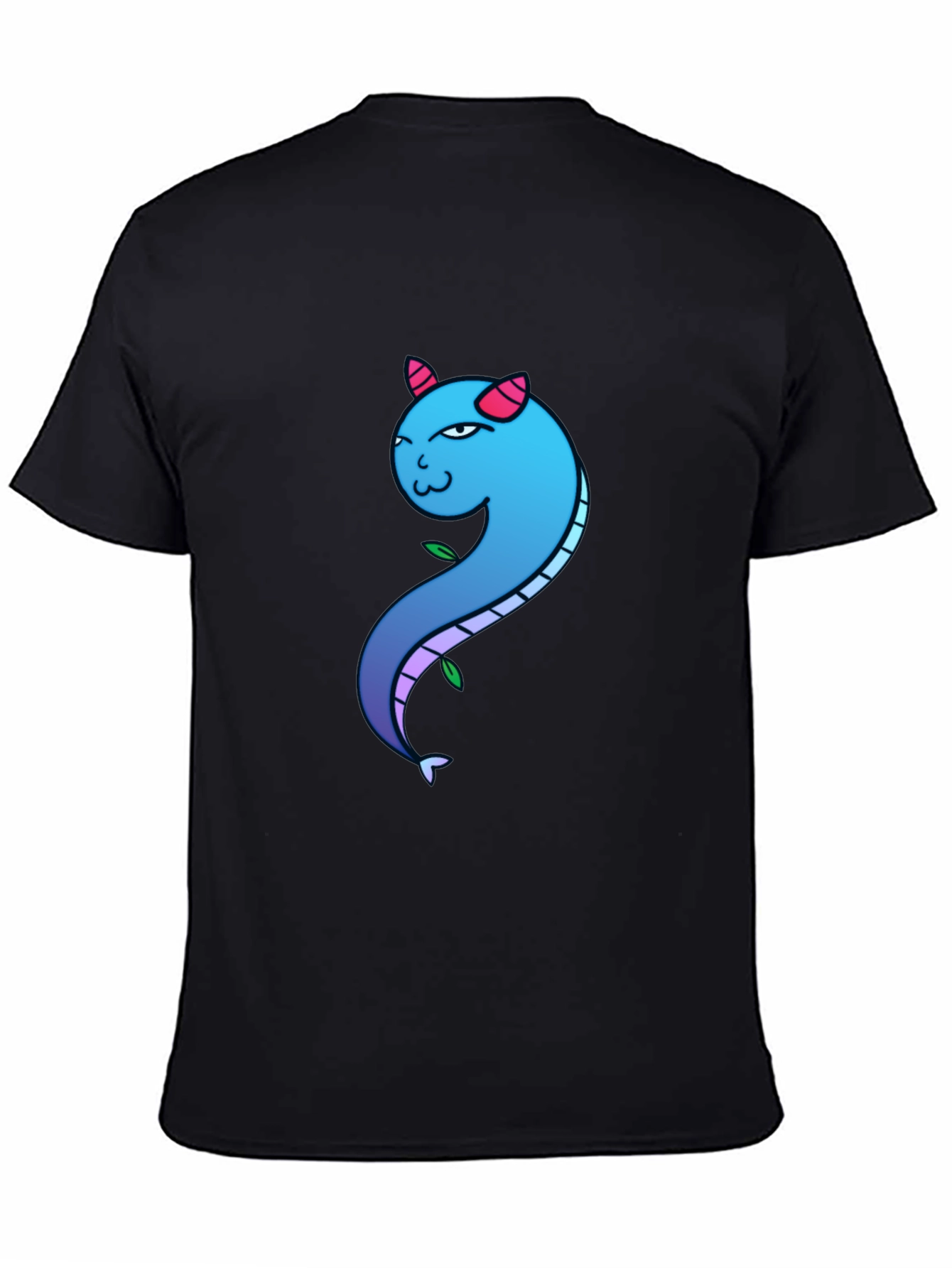 Blue Gradient Dragon Graphic Tee - Mens Black T-Shirt