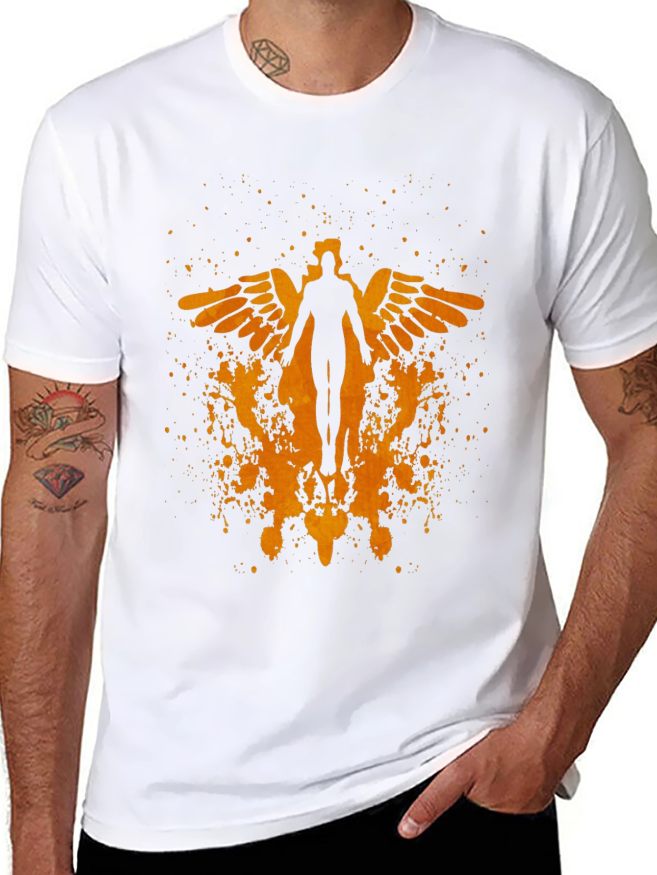 Winged Figure Graphic Print T-Shirt