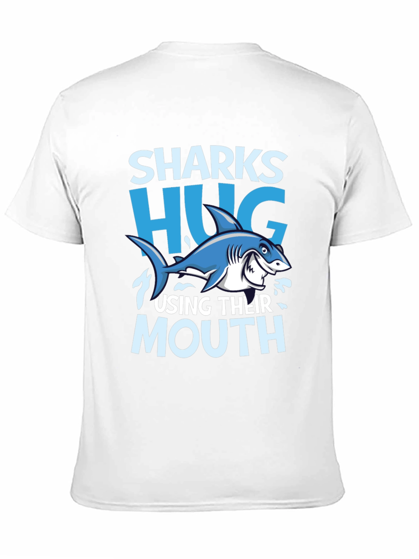 Funny Sharks Hug with Mouth Black T-Shirt