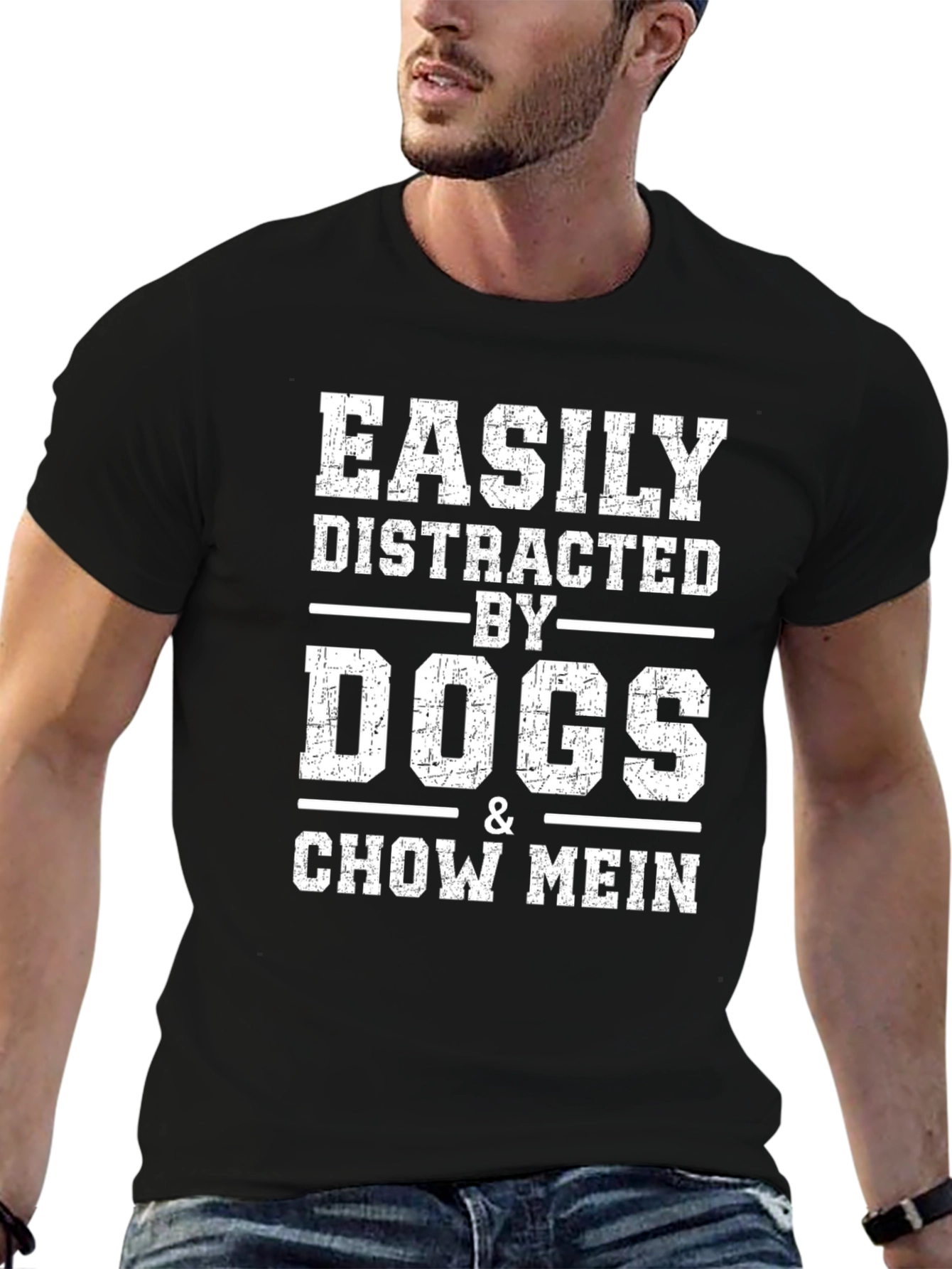 Easily Distracted By Dogs & Chow Mein Graphic T-Shirt