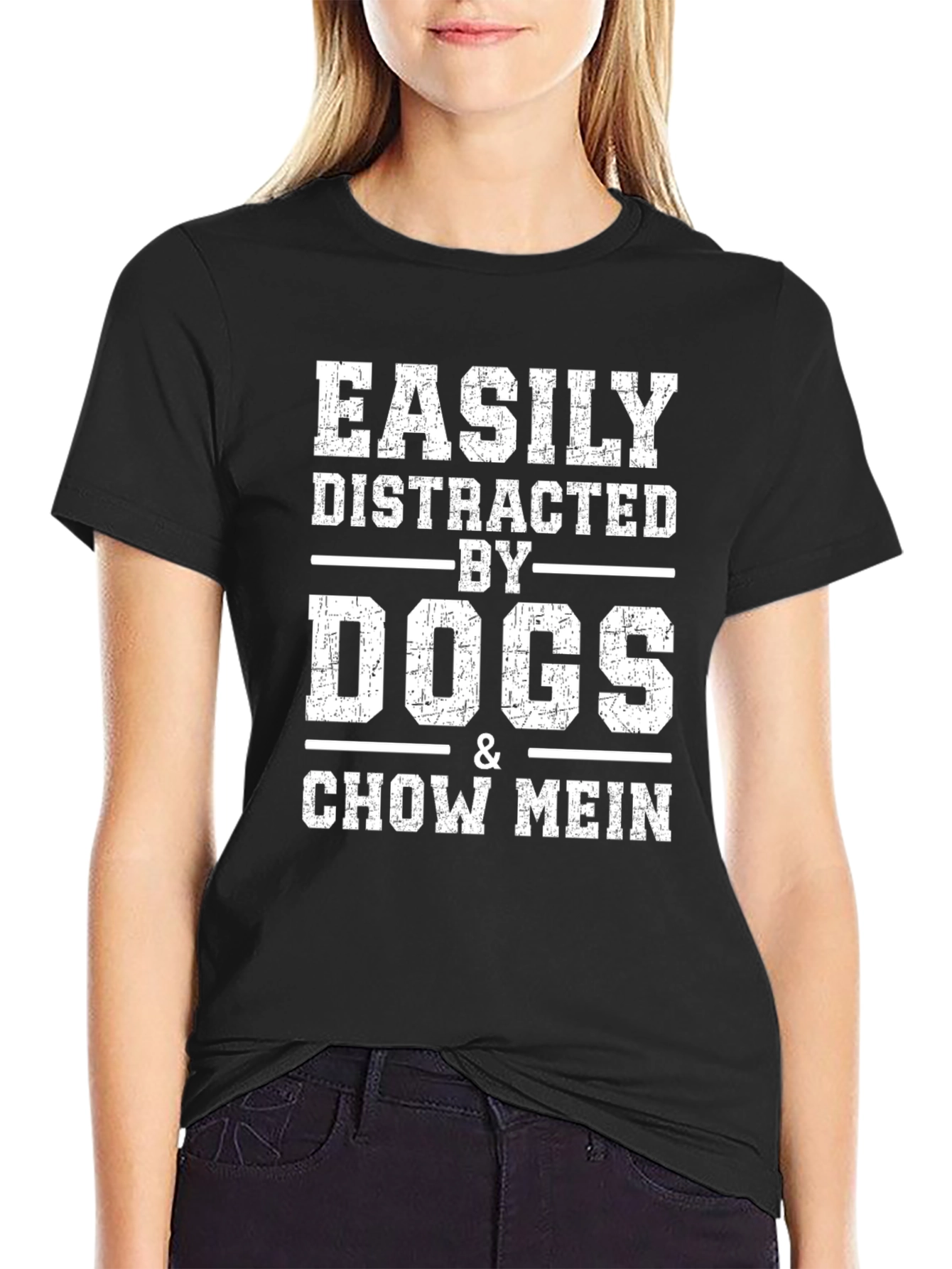 Easily Distracted By Dogs & Chow Mein Graphic T-Shirt