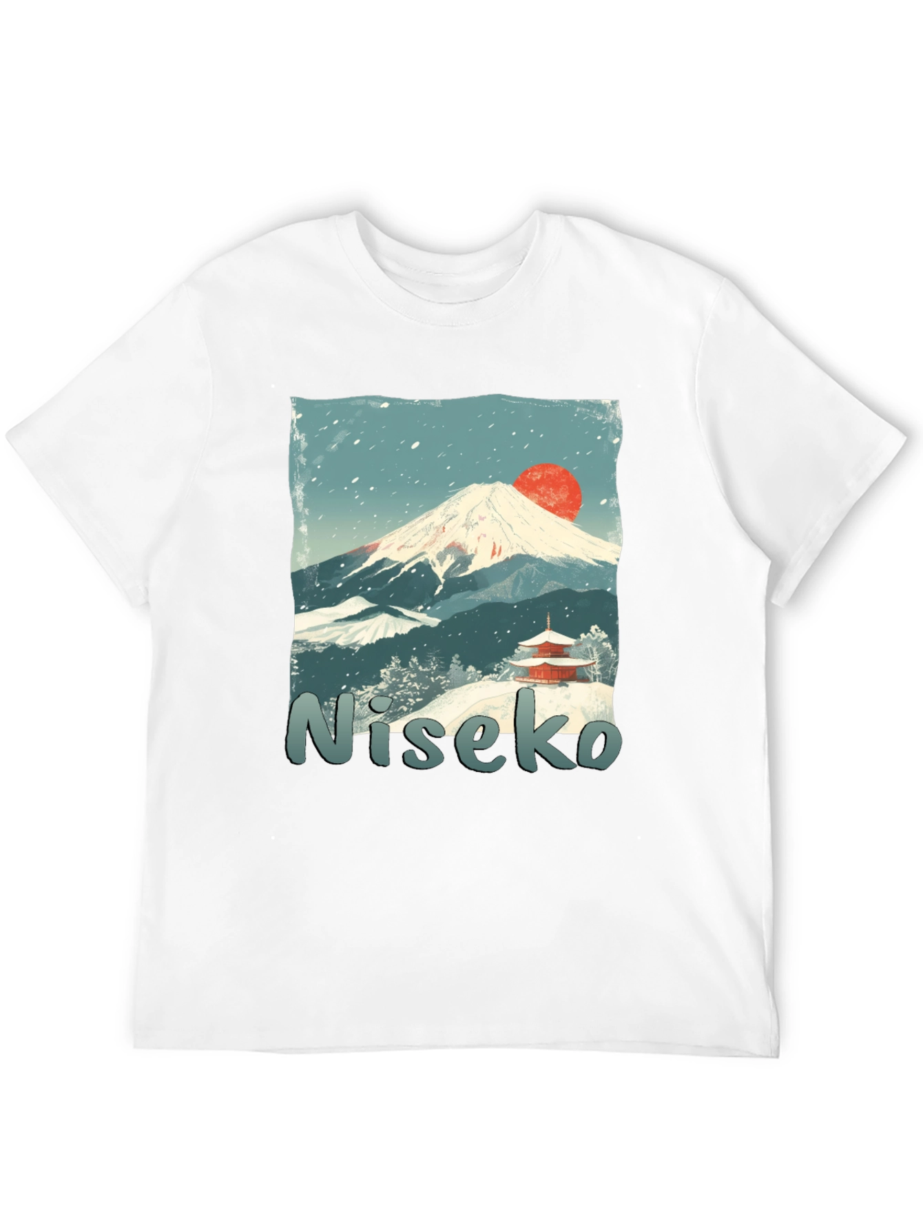 Niseko Japan T-Shirt: Mountain & Temple Graphic Tee