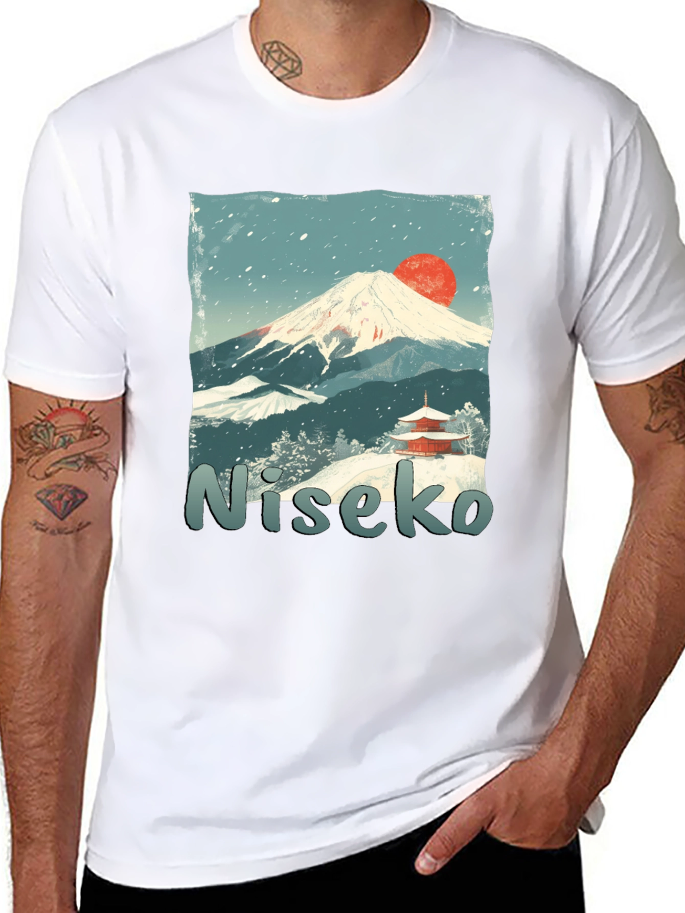 Niseko Japan T-Shirt: Mountain & Temple Graphic Tee