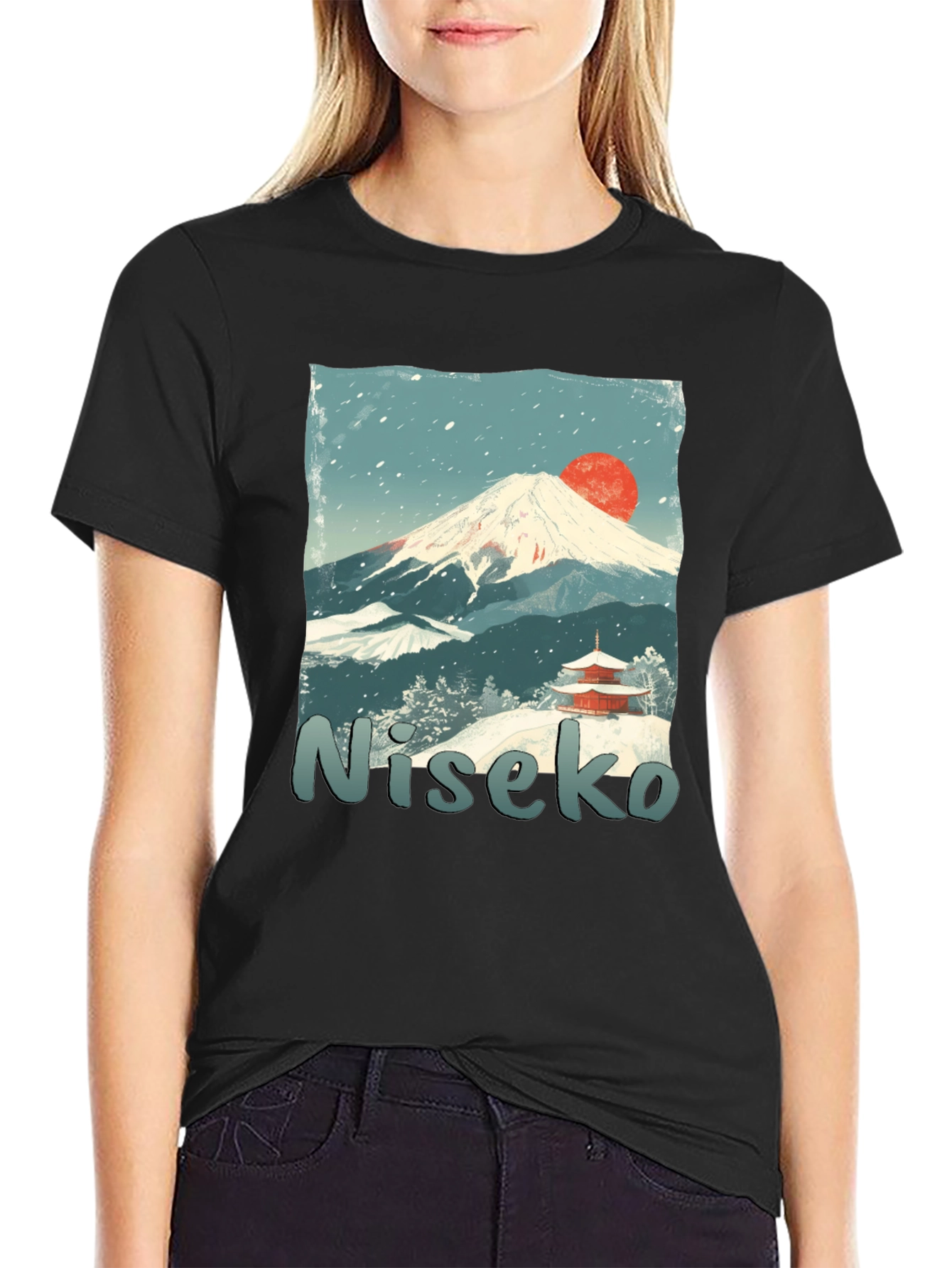 Niseko Japan T-Shirt: Mountain & Temple Graphic Tee