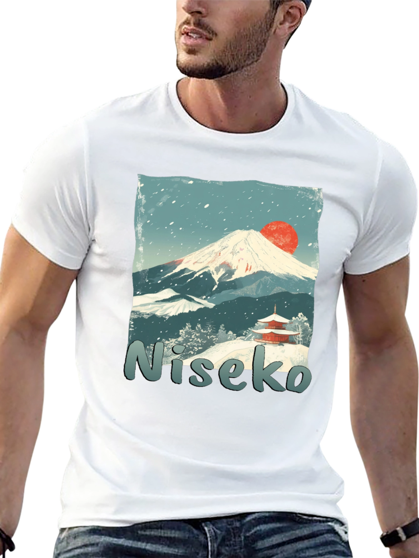 Niseko Japan T-Shirt: Mountain & Temple Graphic Tee