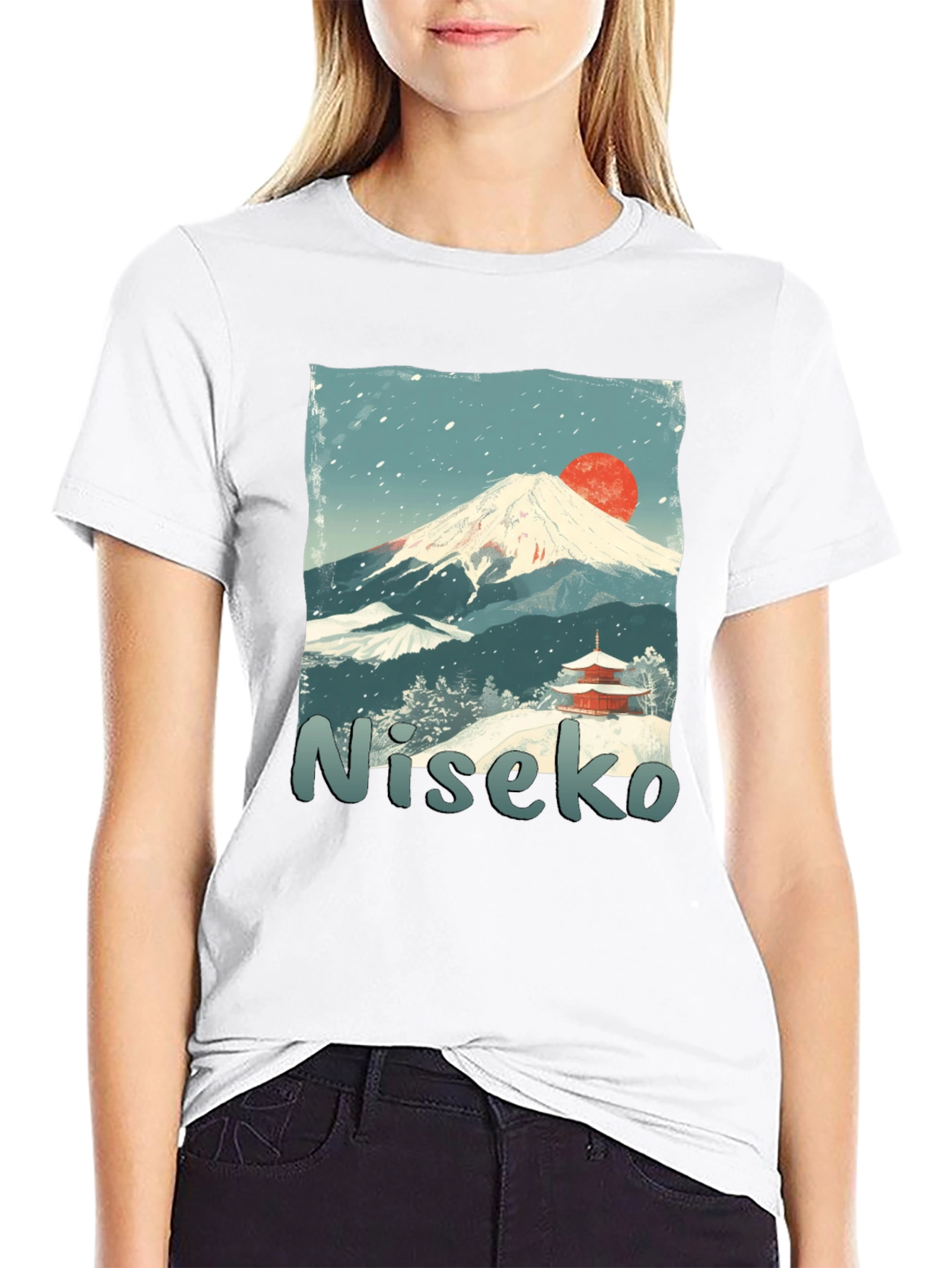 Niseko Japan T-Shirt: Mountain & Temple Graphic Tee