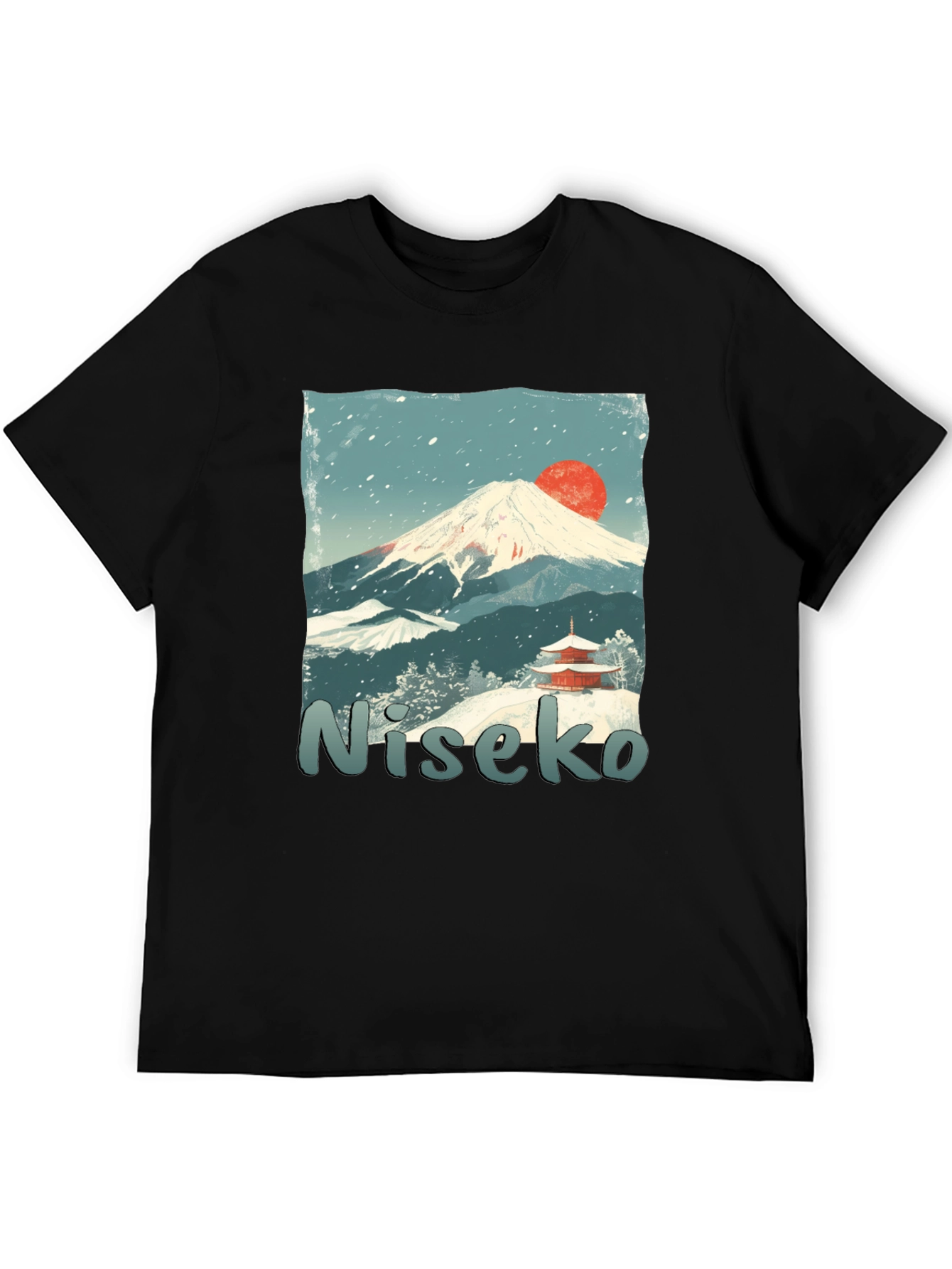 Niseko Japan T-Shirt: Mountain & Temple Graphic Tee
