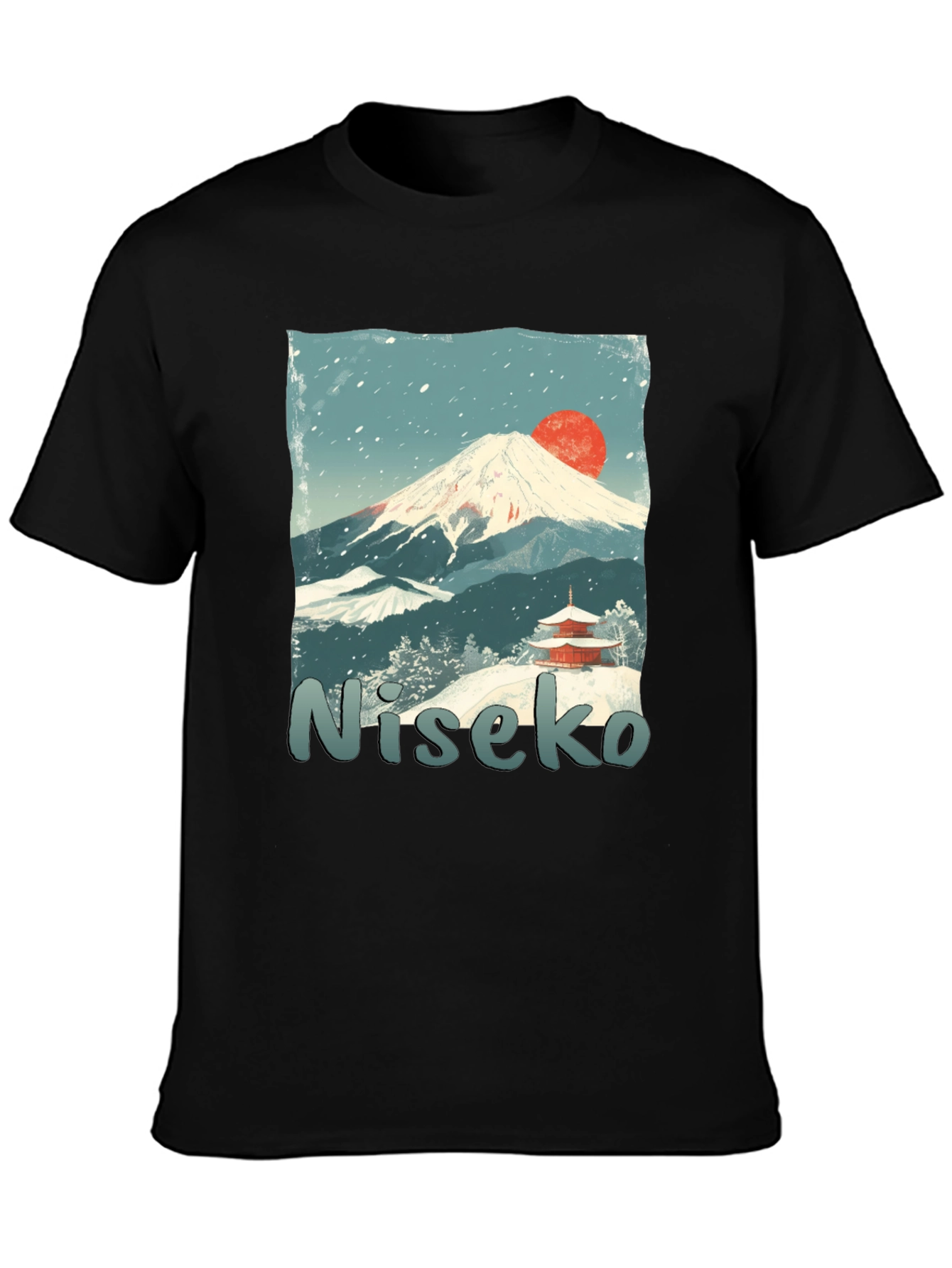 Niseko Japan T-Shirt: Mountain & Temple Graphic Tee