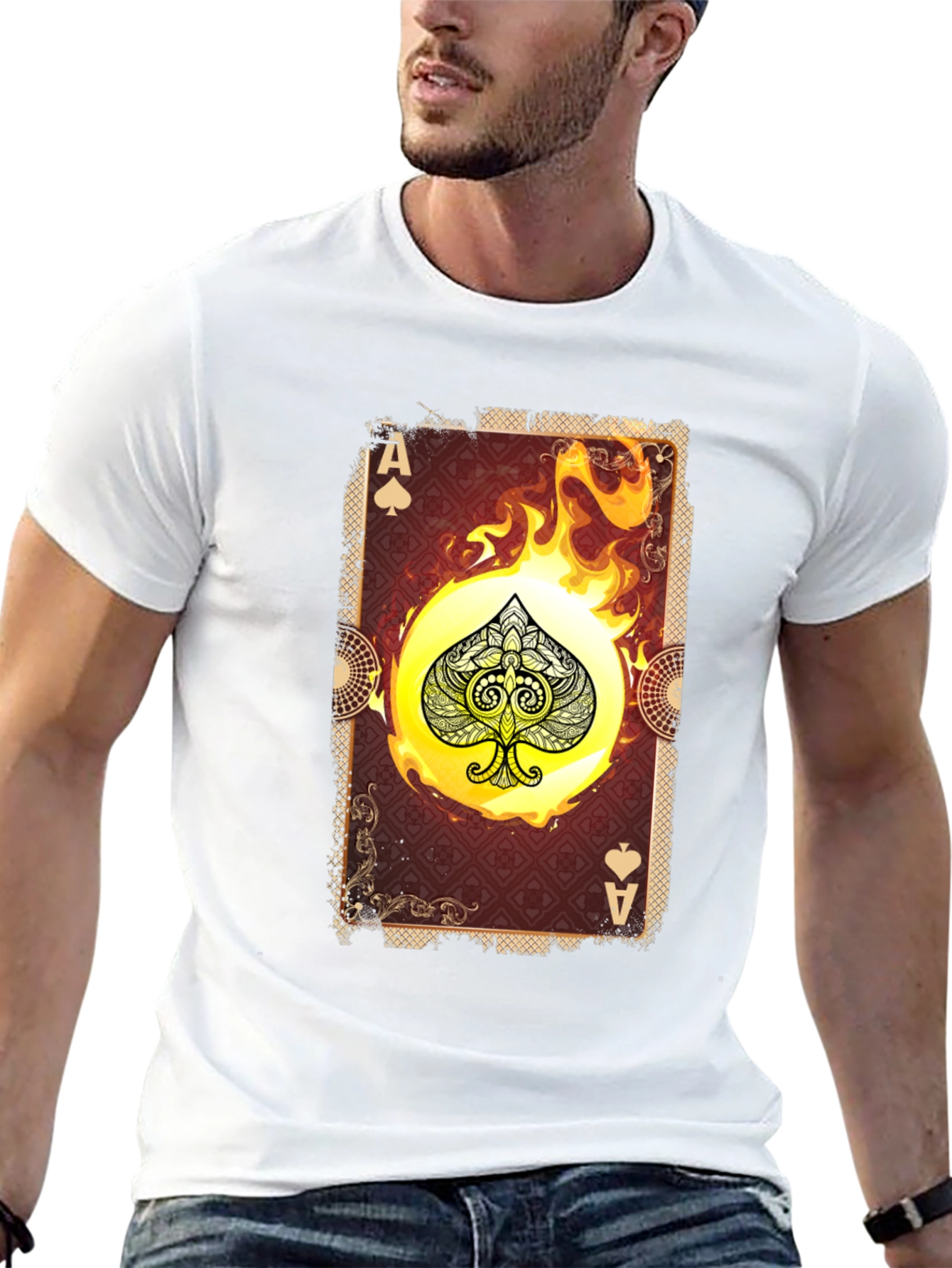 Ace of Spades Graphic T-Shirt - Burning Card Design