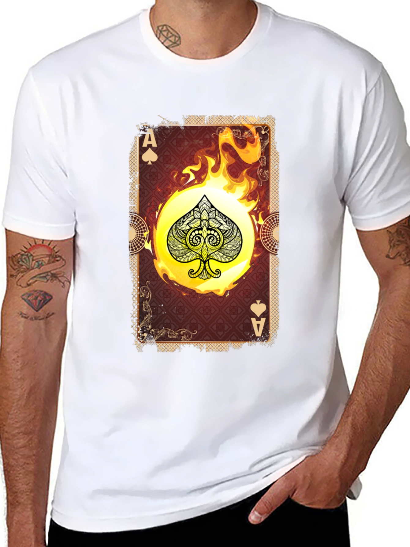 Ace of Spades Graphic T-Shirt - Burning Card Design