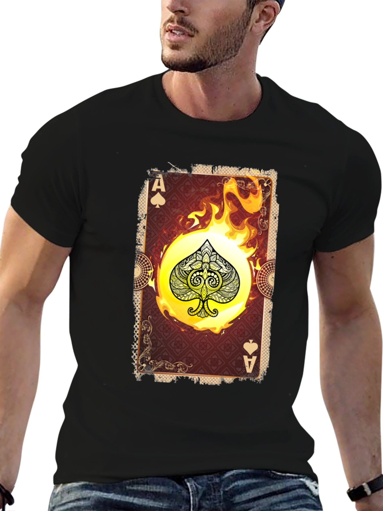 Ace of Spades Graphic T-Shirt - Burning Card Design