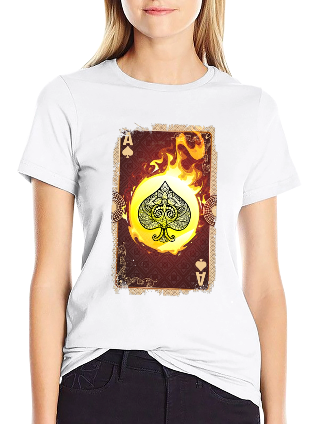 Ace of Spades Graphic T-Shirt - Burning Card Design