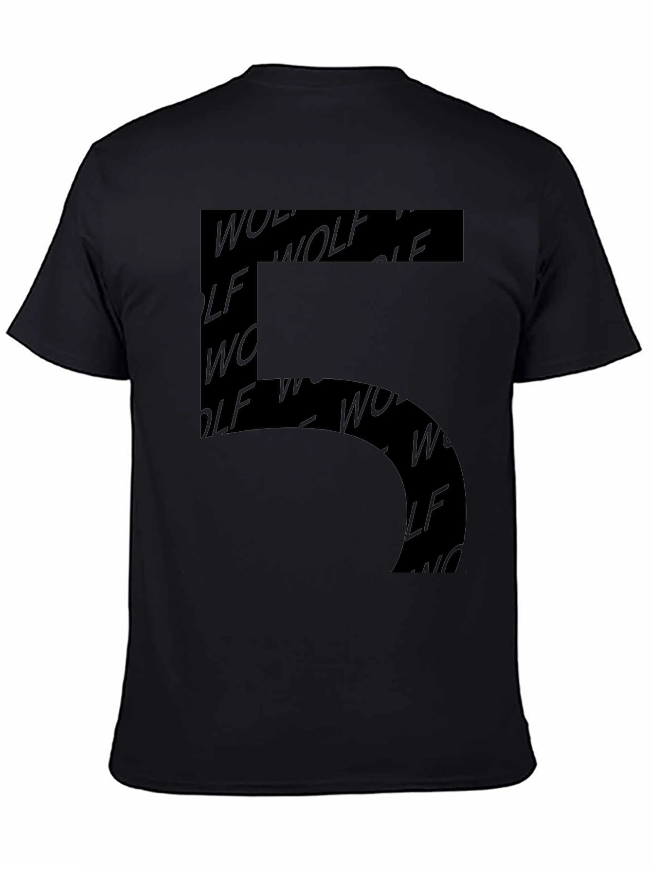 Modern Wolf Print Mens Black Graphic Tee