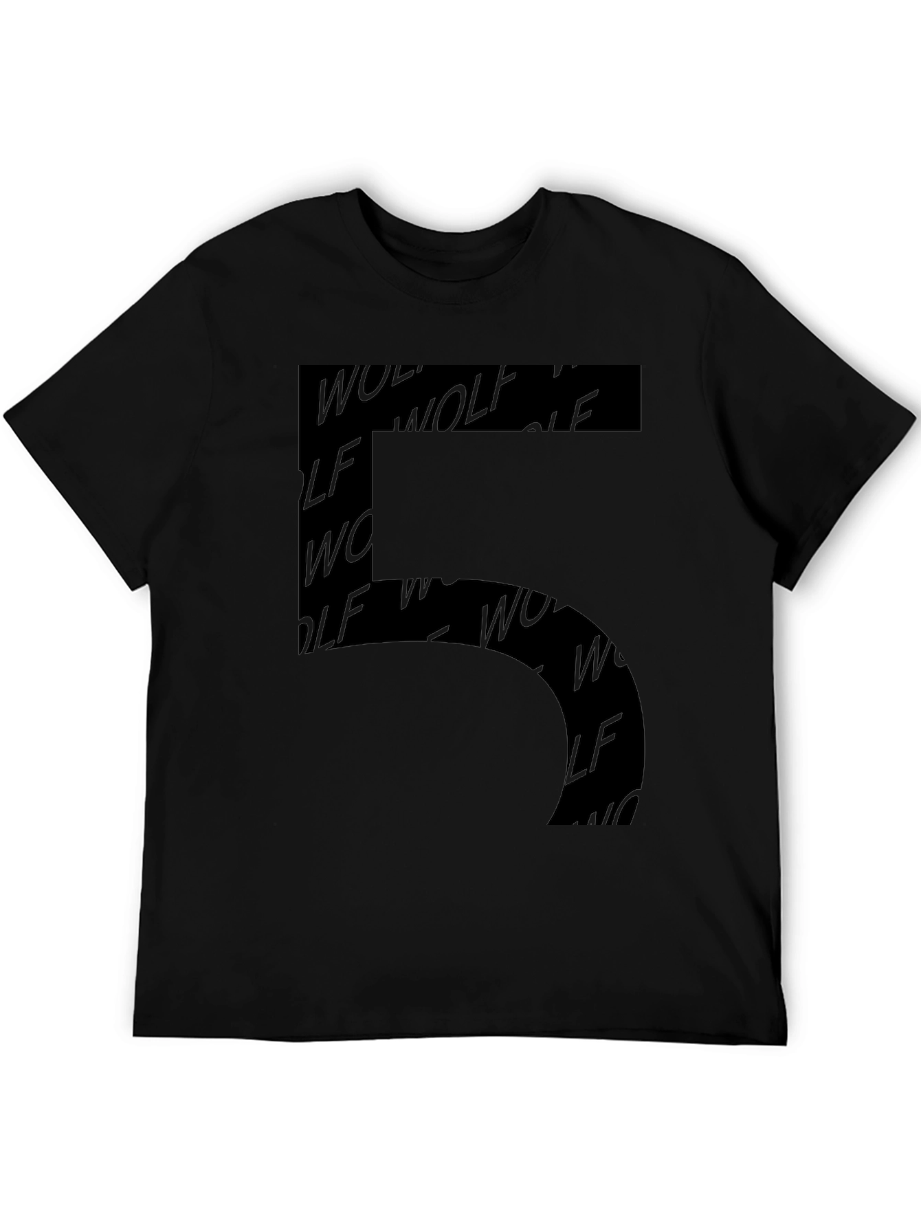 Modern Wolf Print Mens Black Graphic Tee