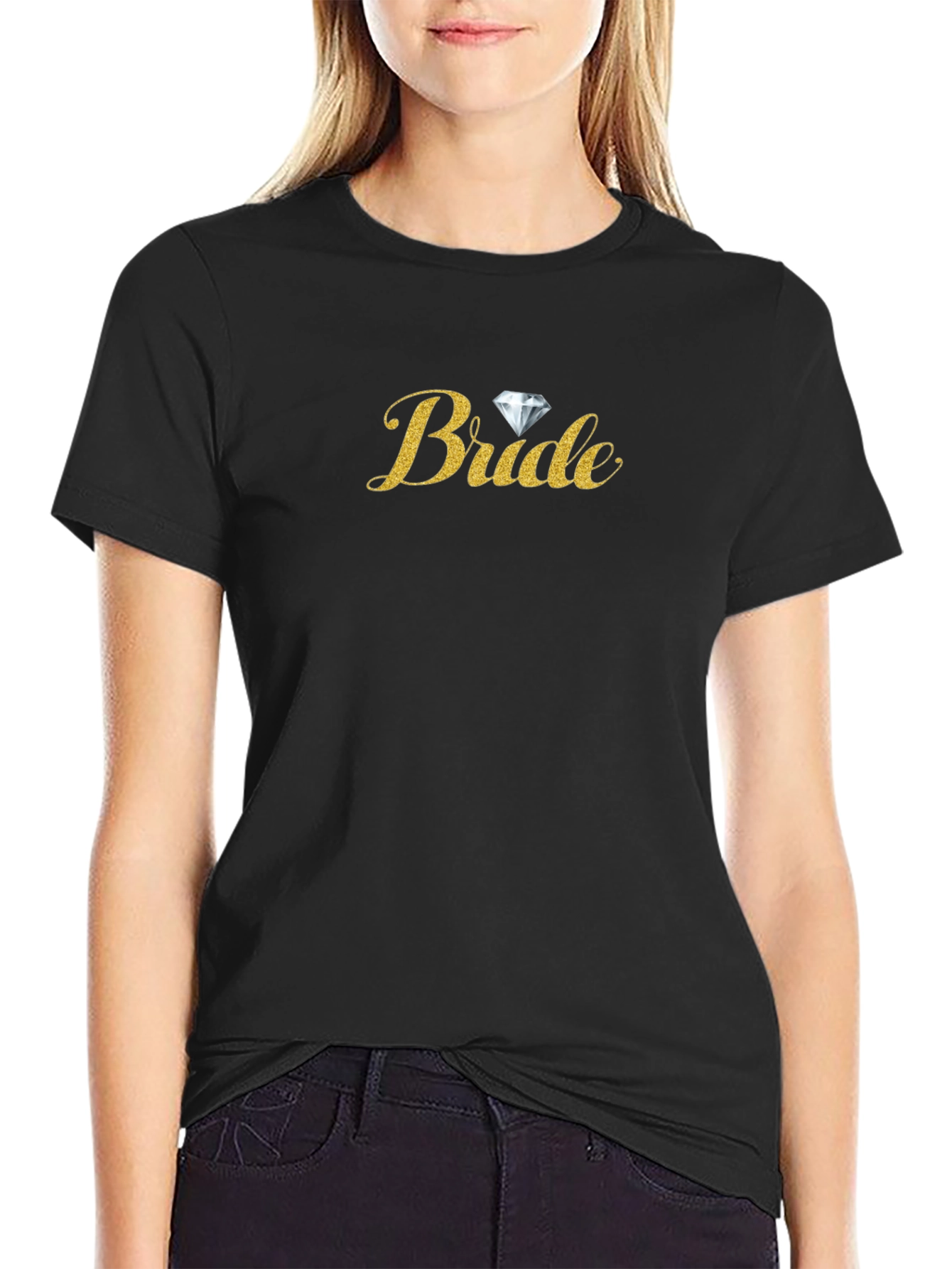 Bride Glitter T-Shirt - Black Wedding Party Tee