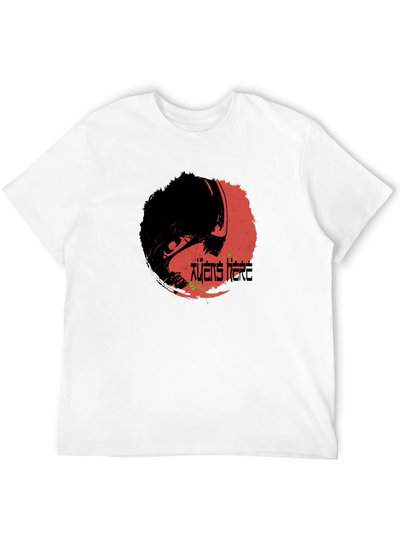 Aliens Here Graphic T-Shirt - Black Cotton Tee