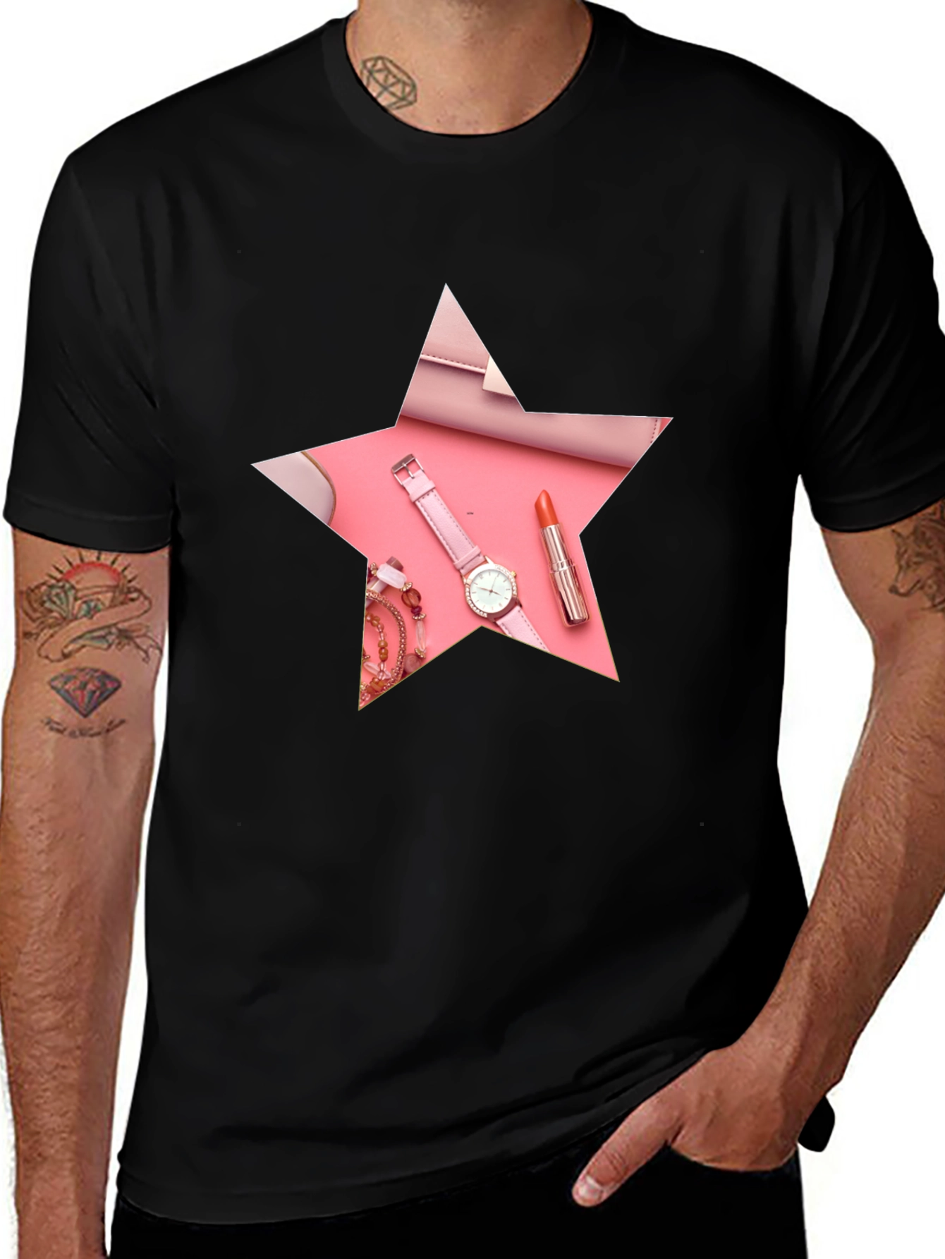 Star Design T-Shirt with Pink Accessories
