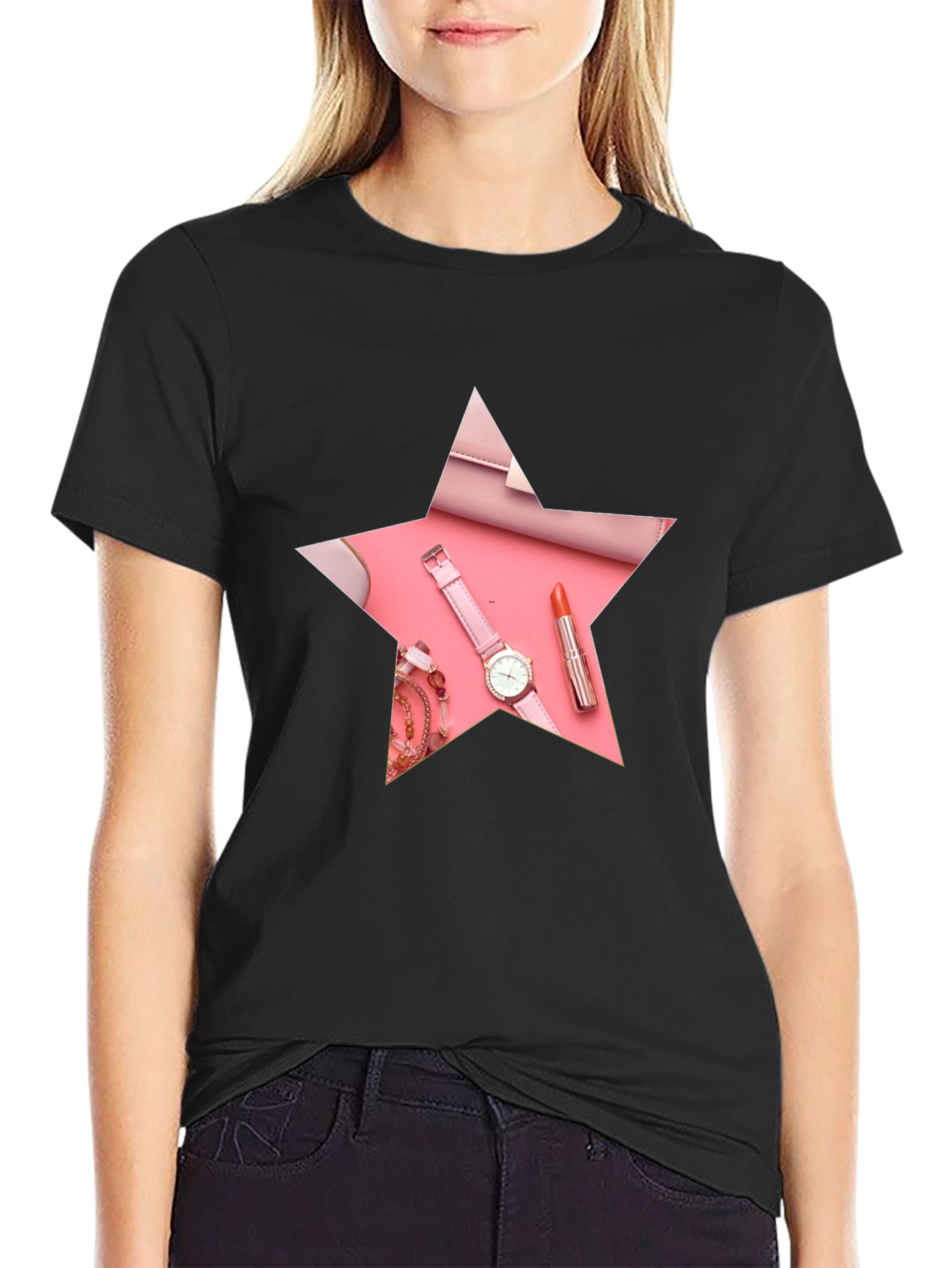 Star Design T-Shirt with Pink Accessories