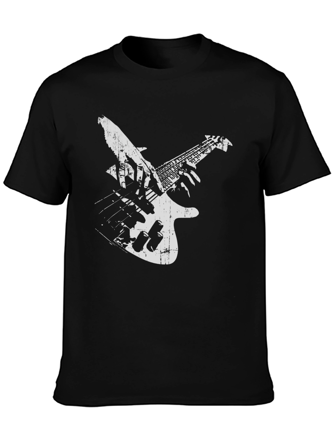 Guitar Player Graphic Tee - Black Cotton T-Shirt