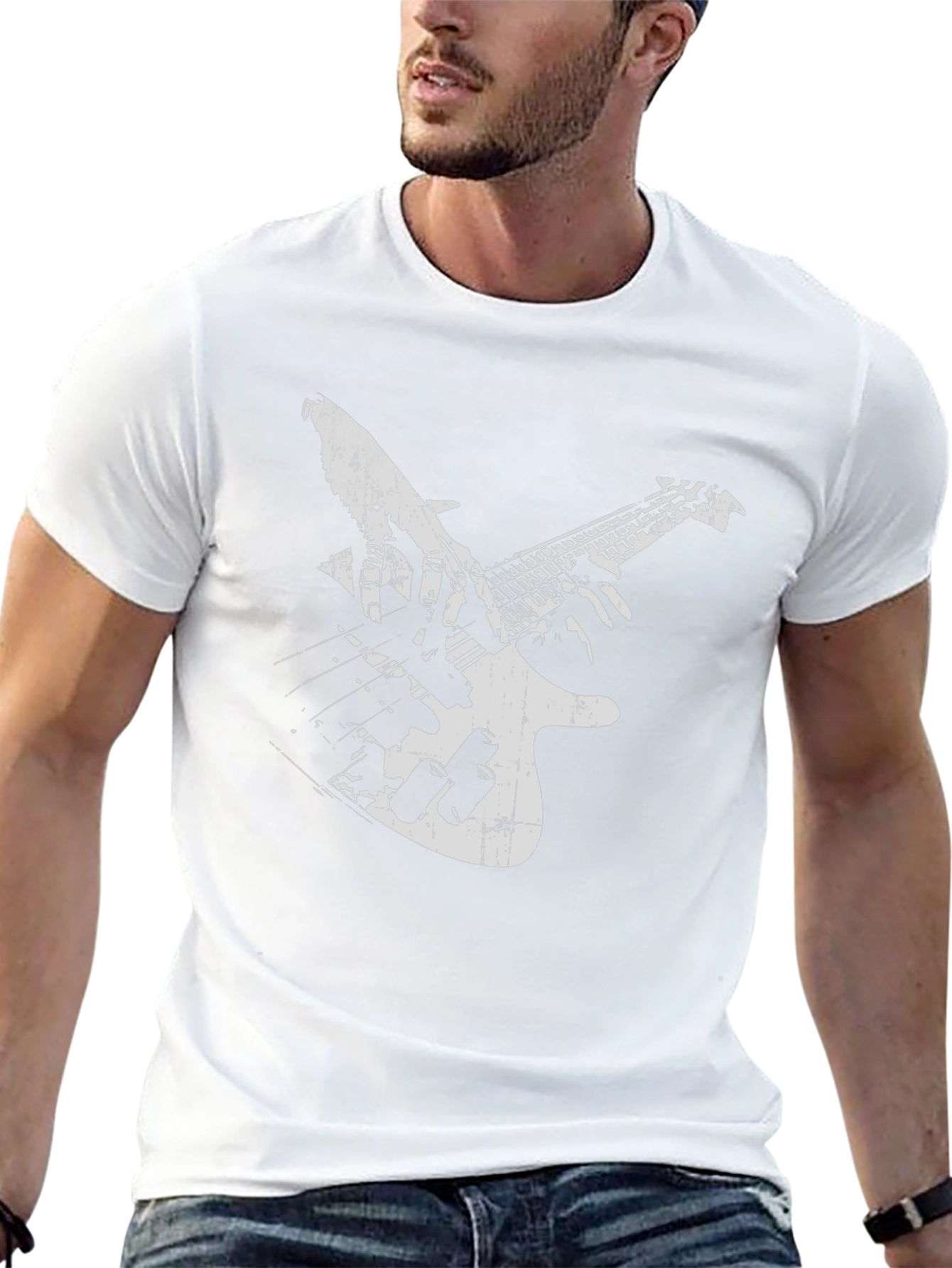Guitar Player Graphic Tee - Black Cotton T-Shirt