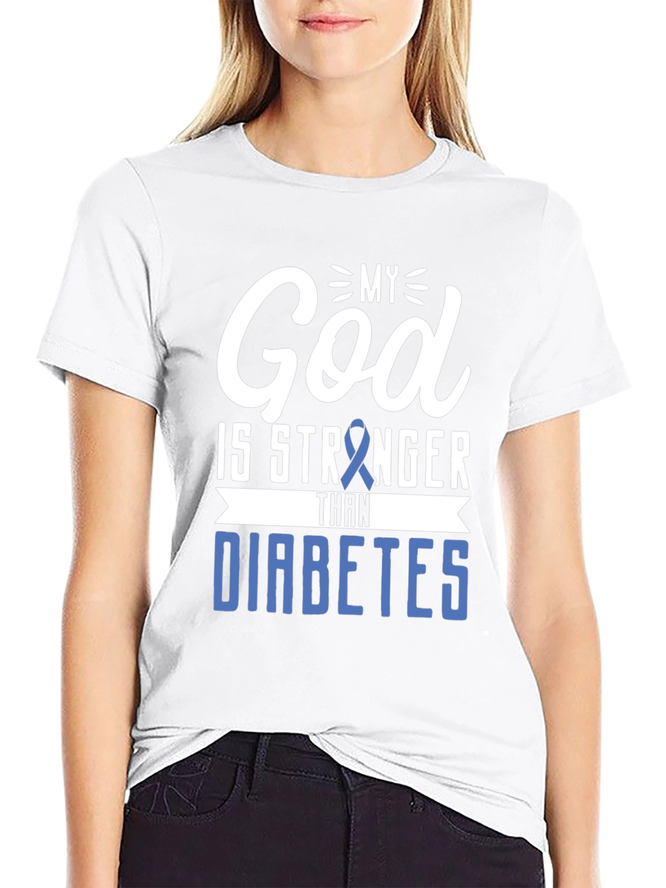 My God Is Stronger Than Diabetes Awareness T-Shirt