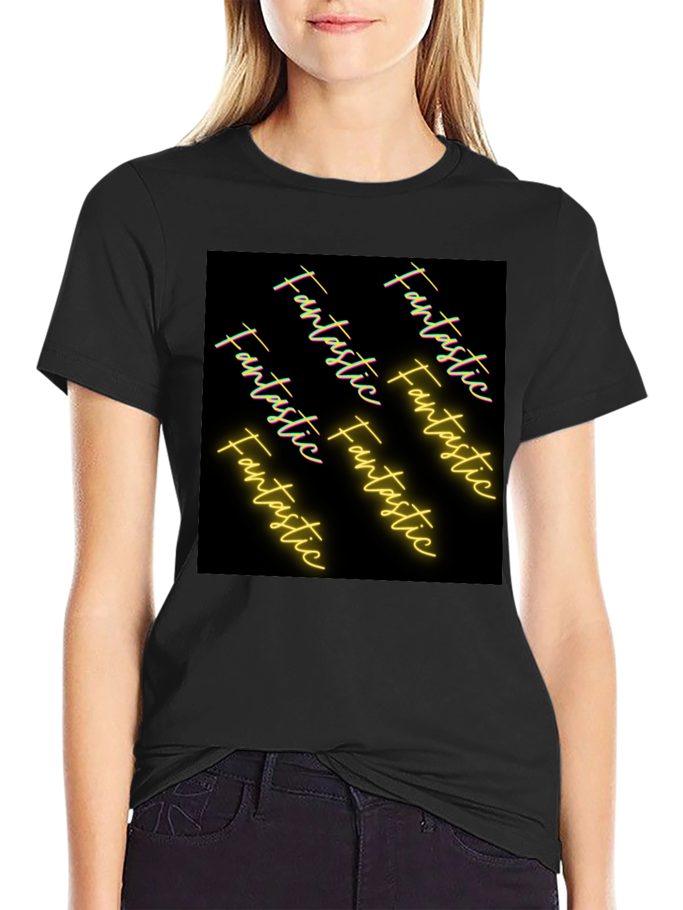 Fantastic Graphic Tee - Black Cotton Casual
