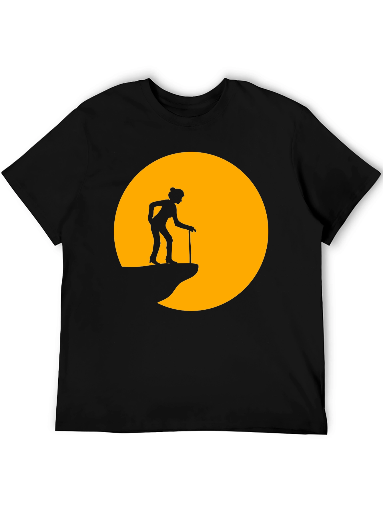 Silhouette Old Lady on a Cliff T-Shirt