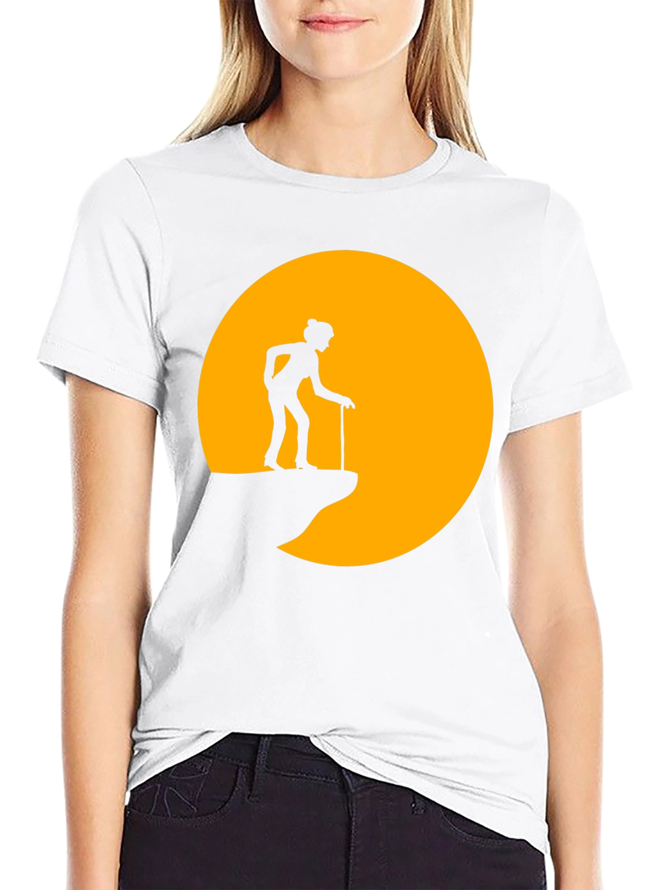Silhouette Old Lady on a Cliff T-Shirt
