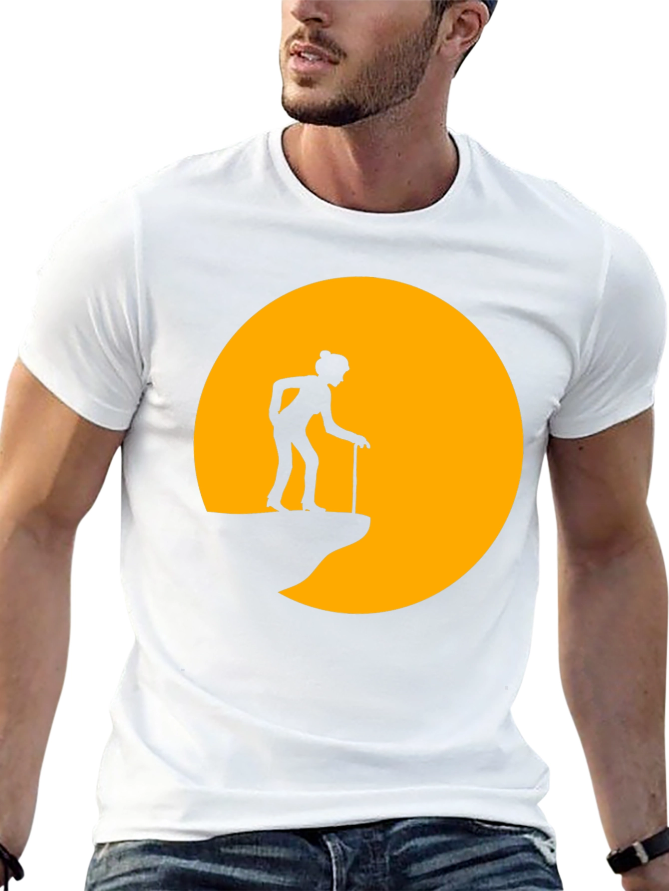 Silhouette Old Lady on a Cliff T-Shirt