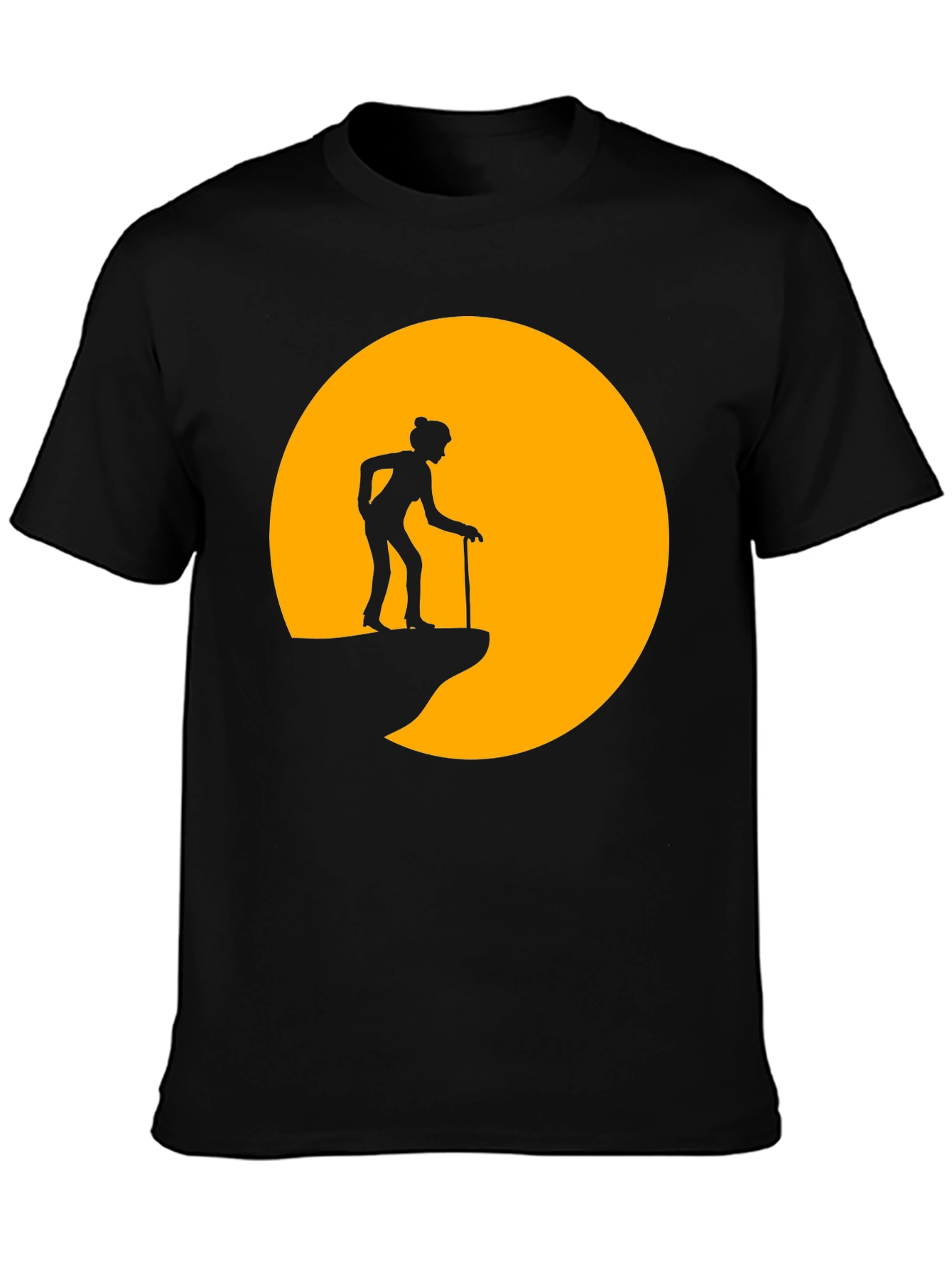 Silhouette Old Lady on a Cliff T-Shirt