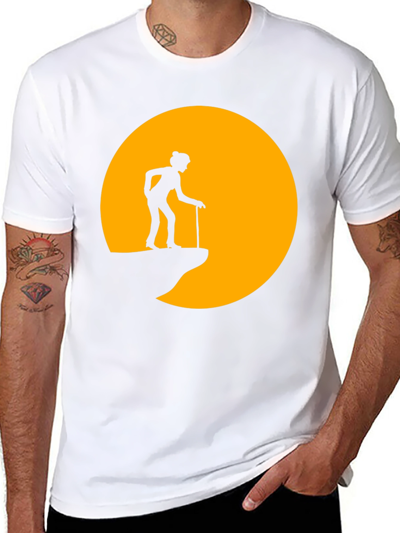 Silhouette Old Lady on a Cliff T-Shirt