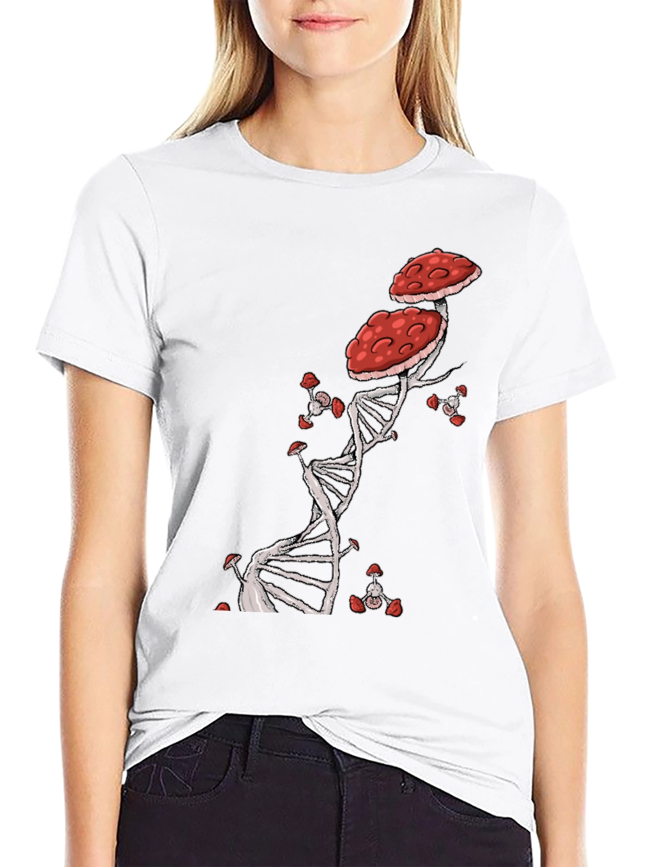 Mushroom DNA T-Shirt - Nature & Science Fusion