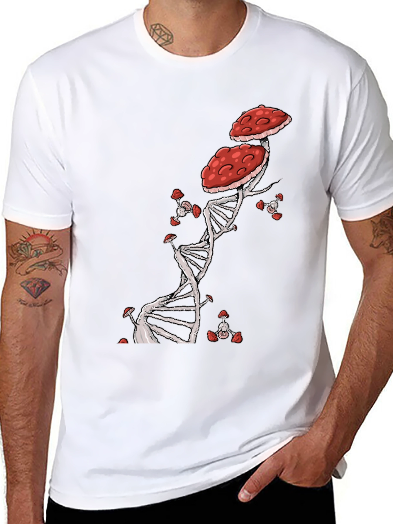 Mushroom DNA T-Shirt - Nature & Science Fusion
