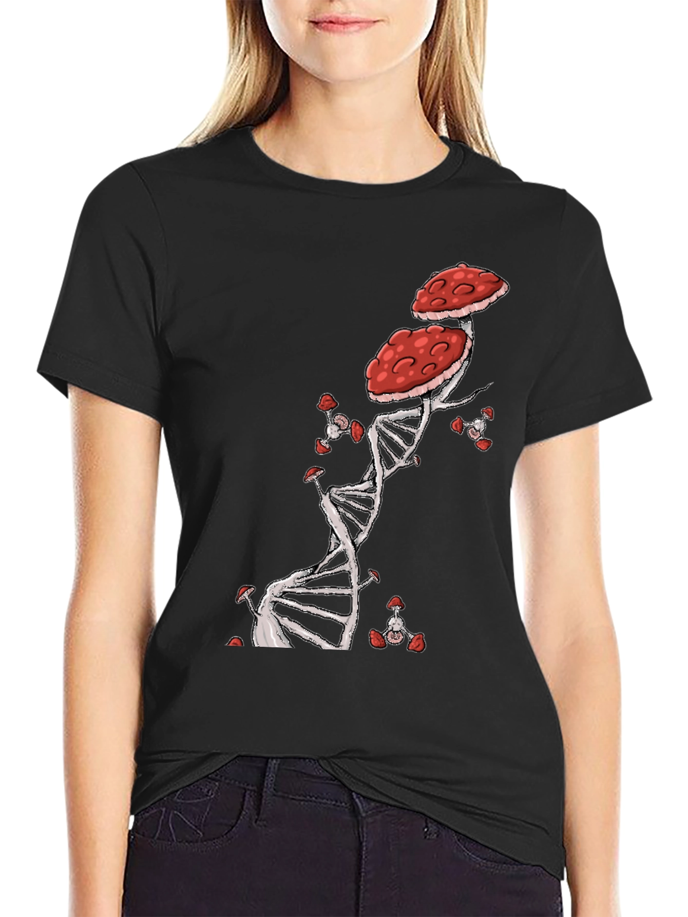 Mushroom DNA T-Shirt - Nature & Science Fusion