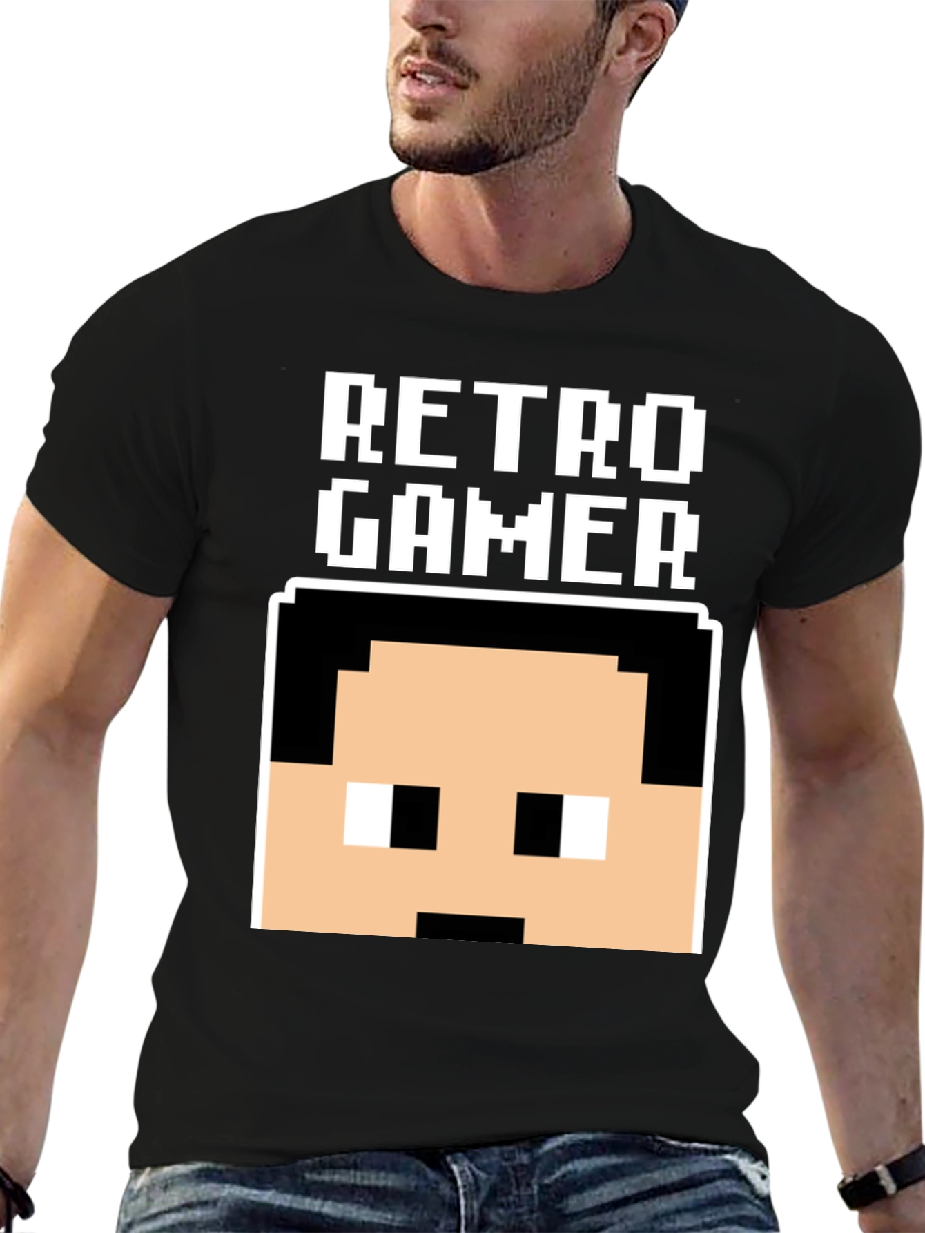 Retro Gamer Pixel Art Black T-Shirt