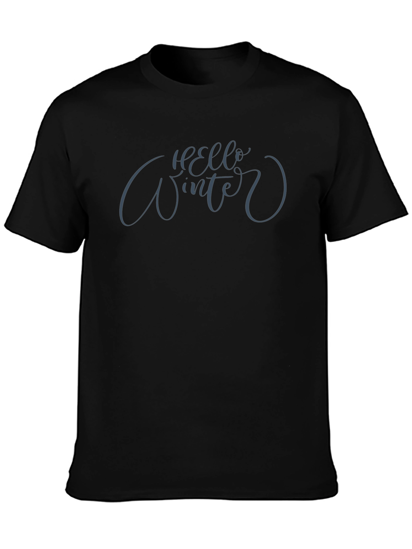 Hello Winter Black T-Shirt - Stylish Holiday Apparel