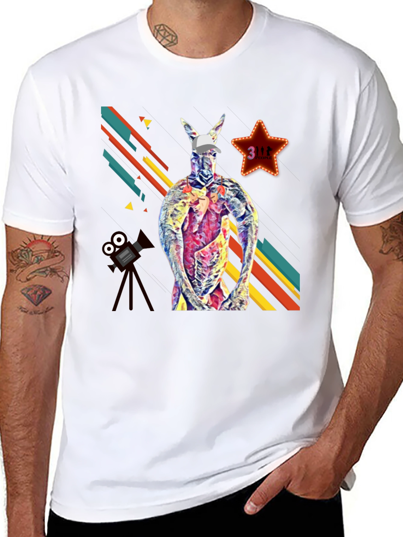 Kangaroo Star Mens Graphic T-Shirt