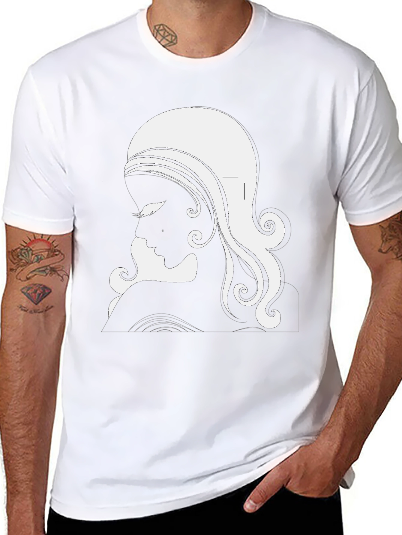 Elegant Woman Silhouette Black Tee