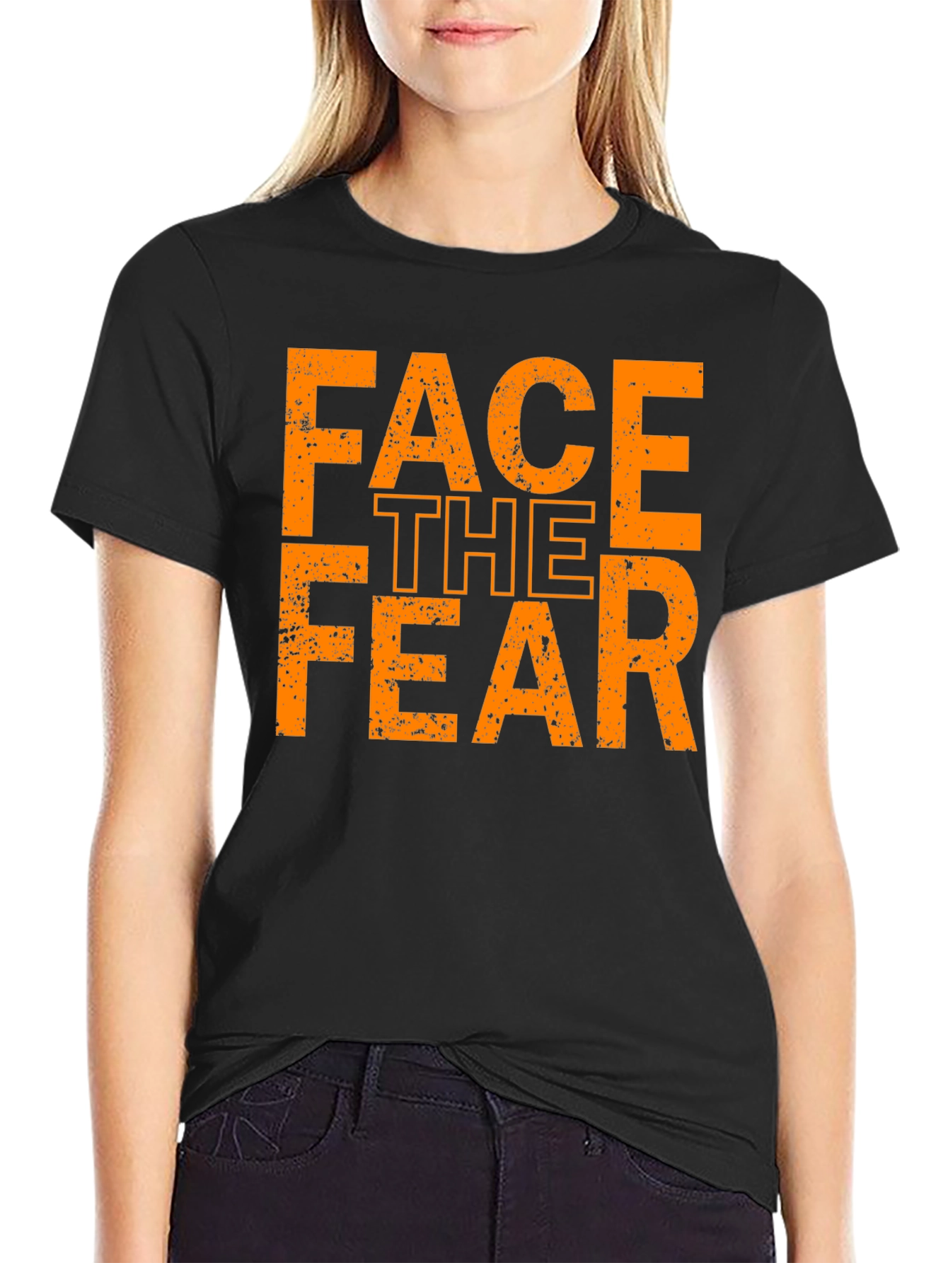 Face The Fear Graphic Tee - Black Cotton T-Shirt