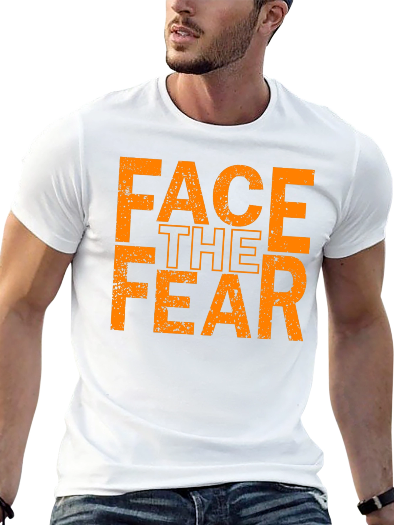 Face The Fear Graphic Tee - Black Cotton T-Shirt