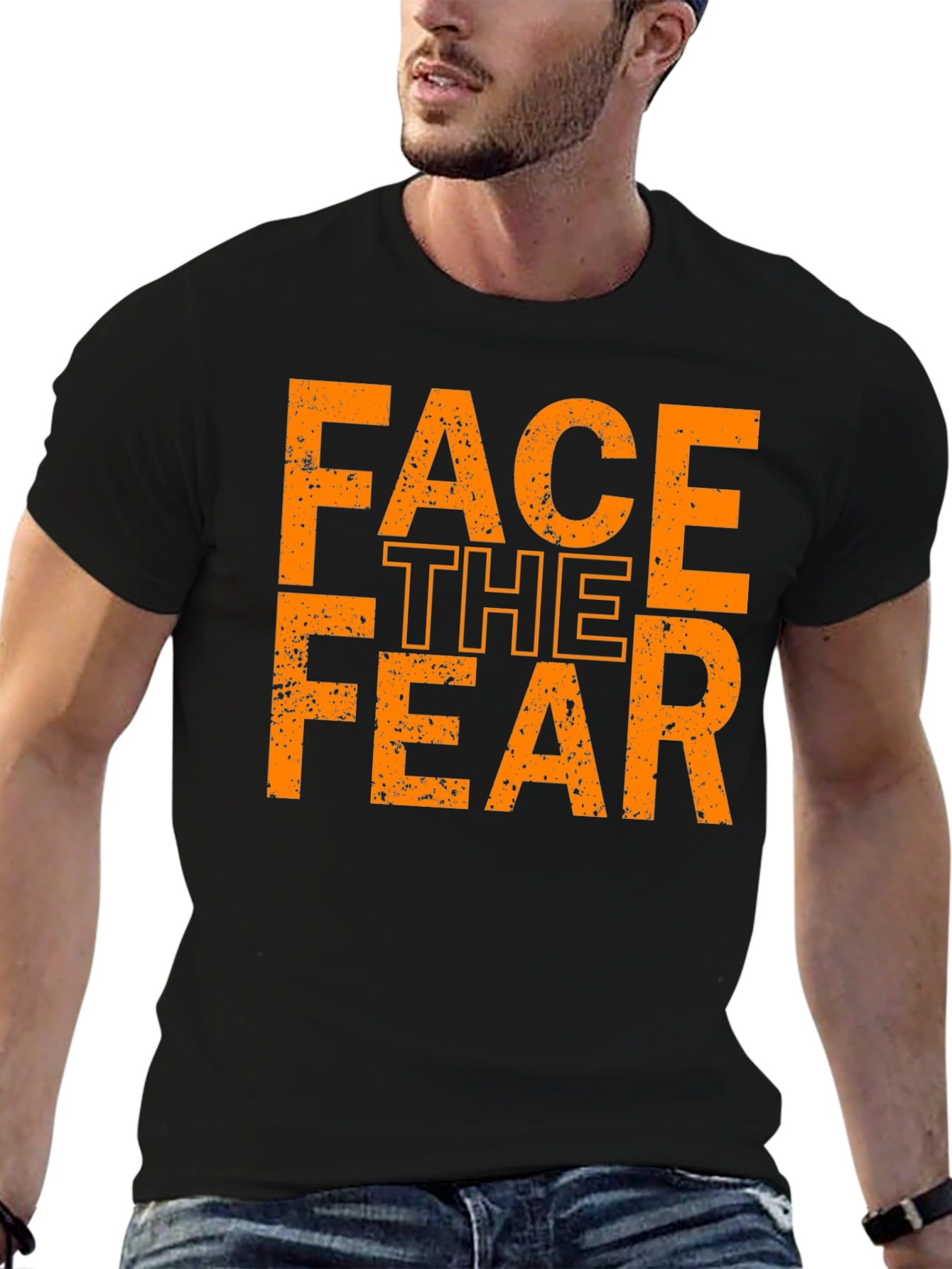 Face The Fear Graphic Tee - Black Cotton T-Shirt