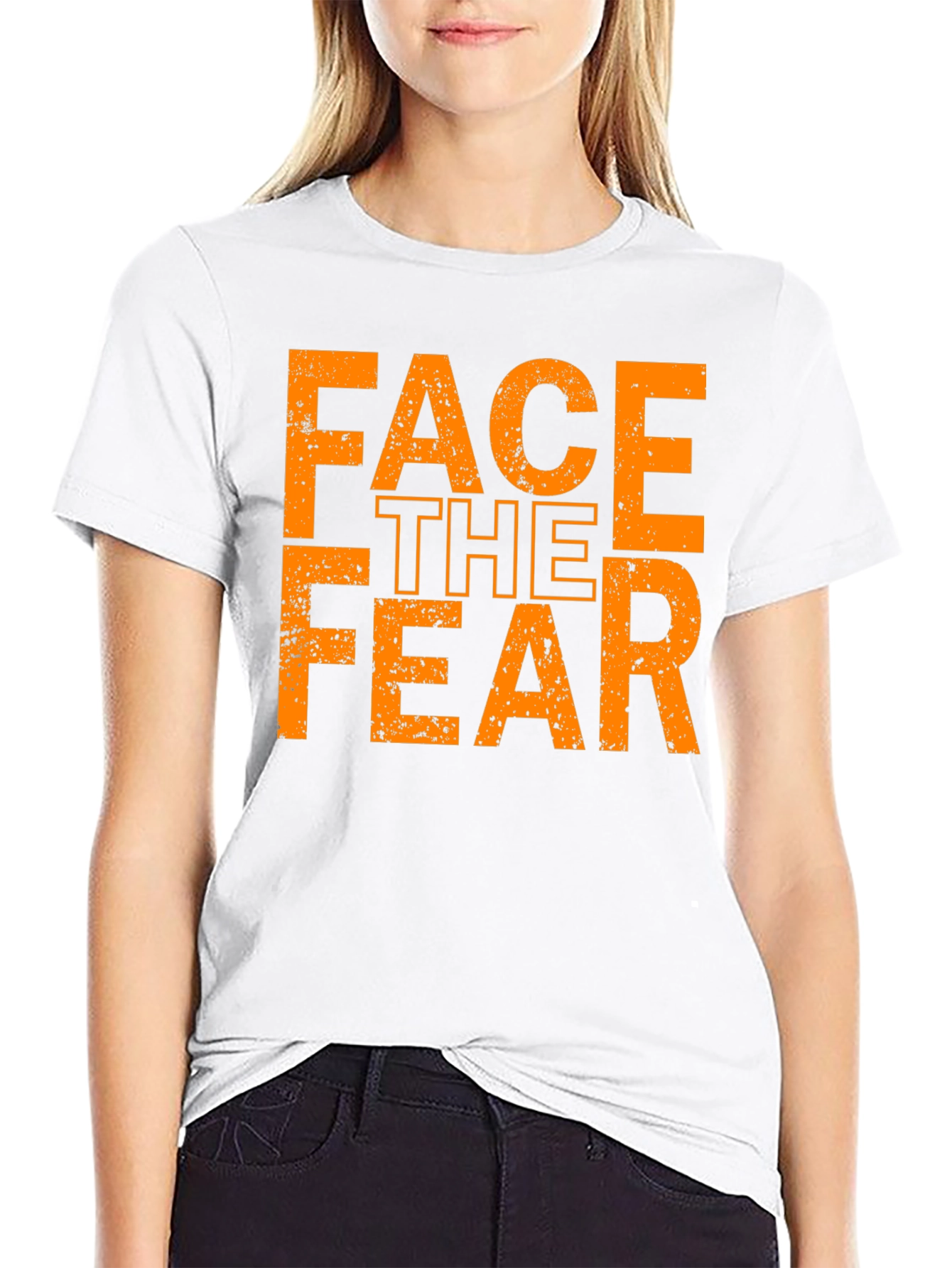 Face The Fear Graphic Tee - Black Cotton T-Shirt