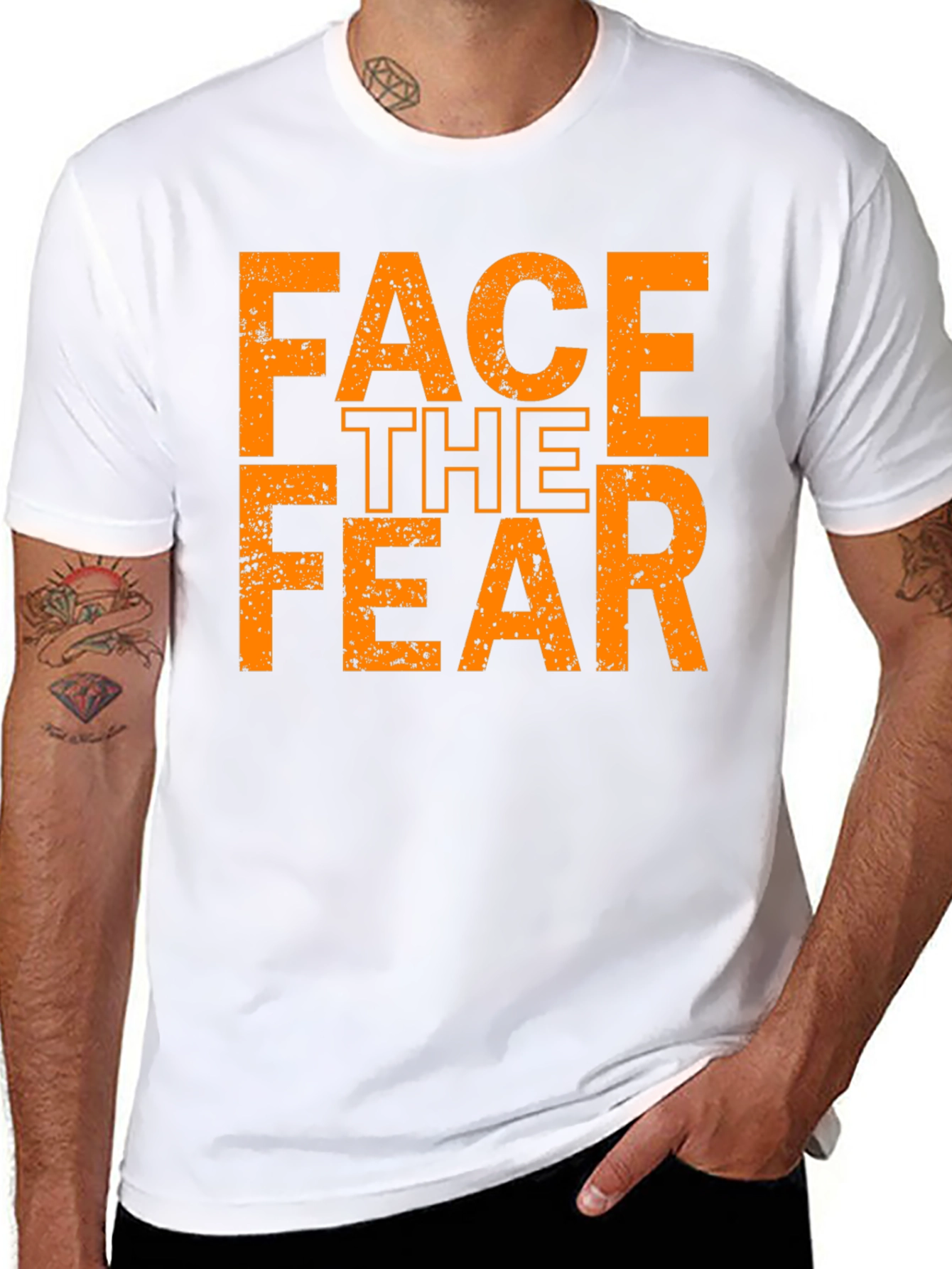 Face The Fear Graphic Tee - Black Cotton T-Shirt