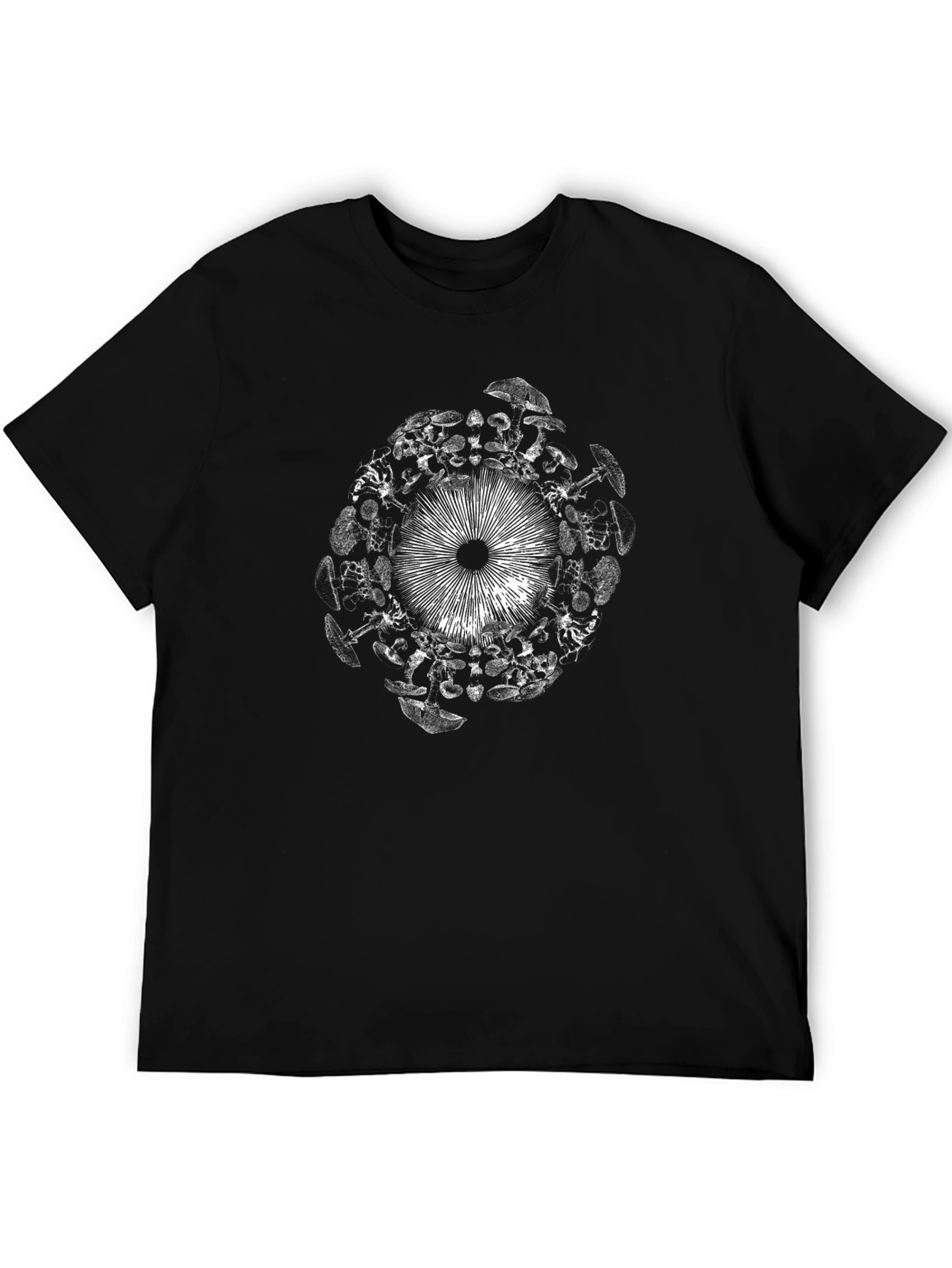 Mushroom Circle Graphic Black T-Shirt