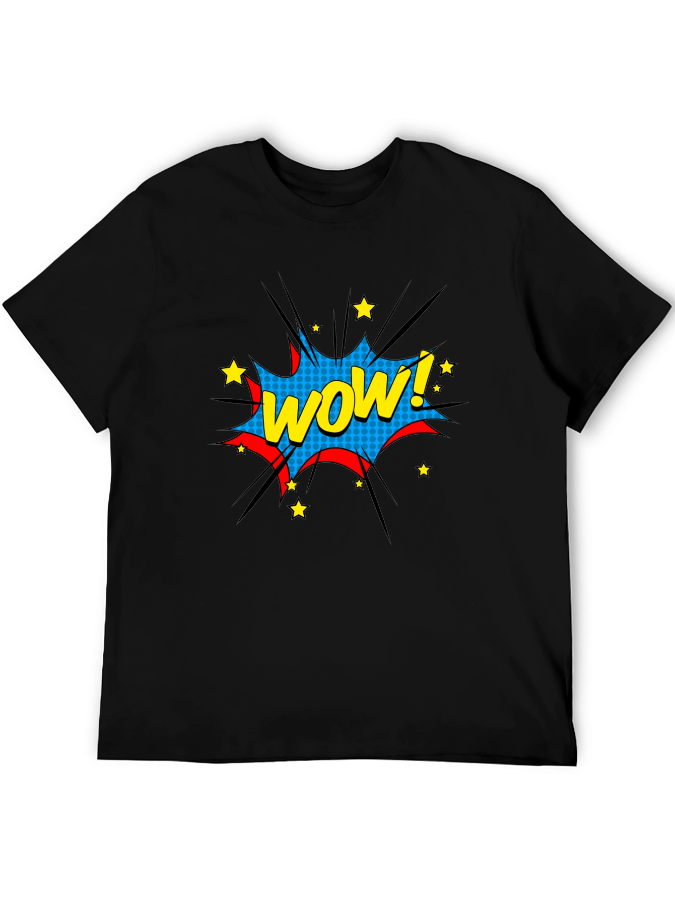WOW! Comic Style Graphic Black T-Shirt